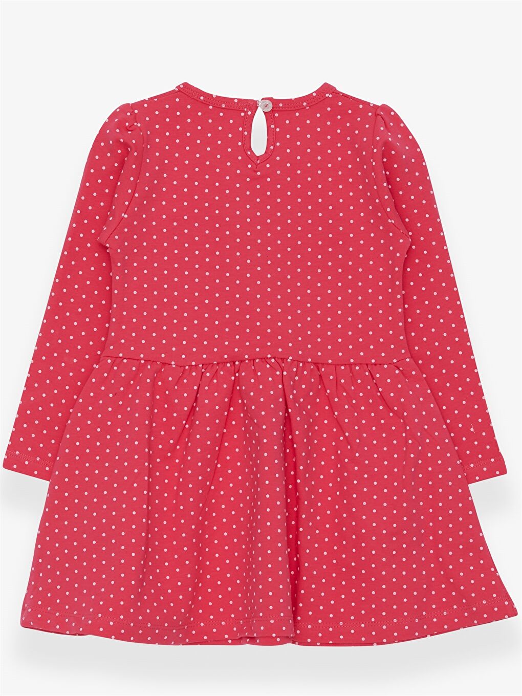 Pembe Bisiklet Yaka Uzun Kollu Kız Bebek Elbise-1