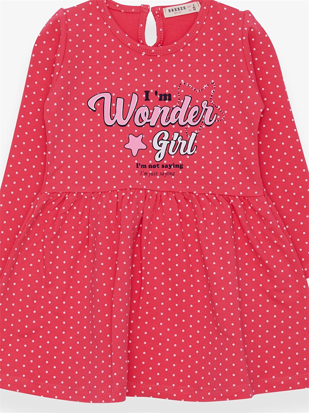 Pembe Bisiklet Yaka Uzun Kollu Kız Bebek Elbise-2