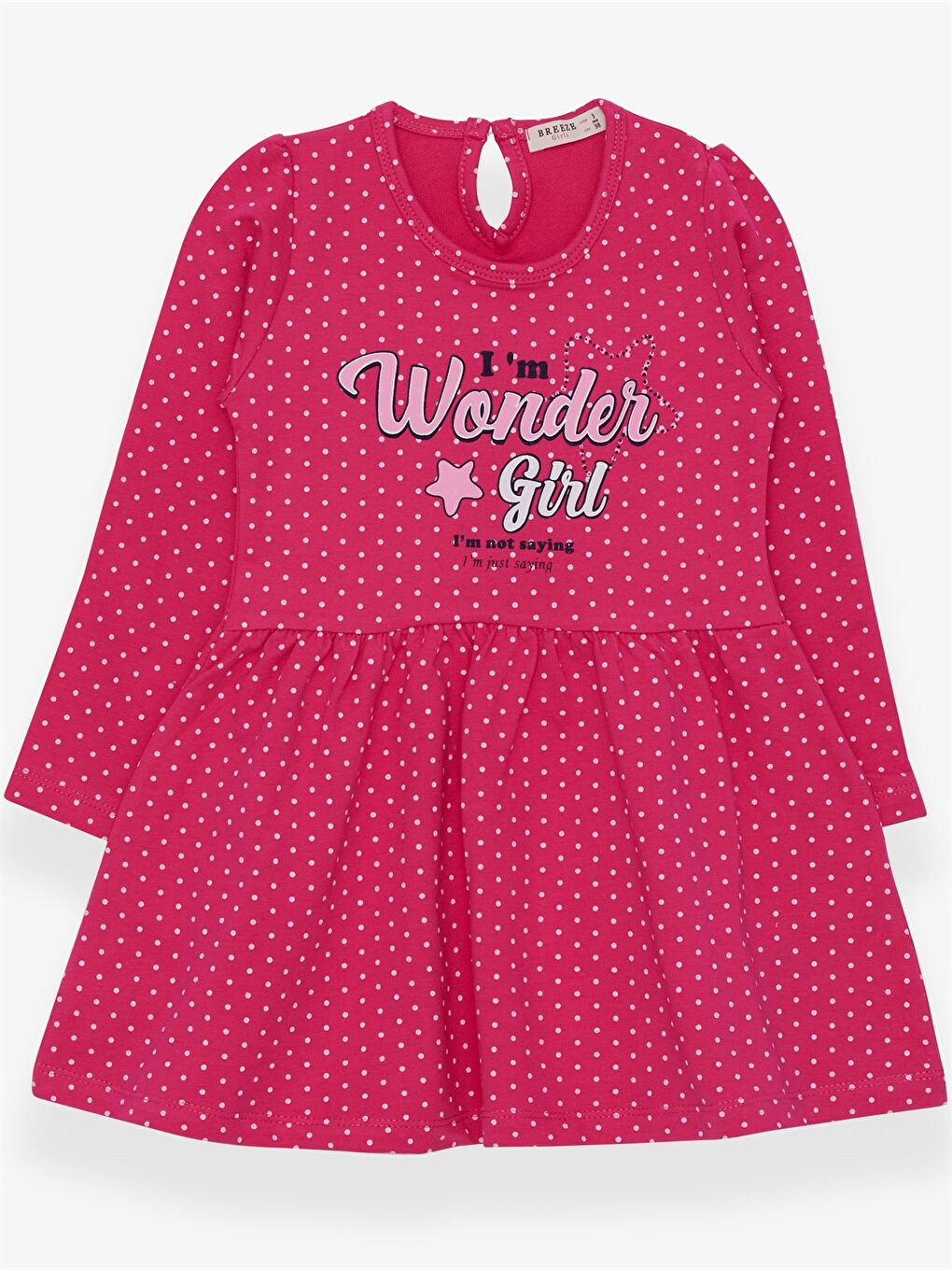 Pembe Bisiklet Yaka Uzun Kollu Kız Bebek Elbise