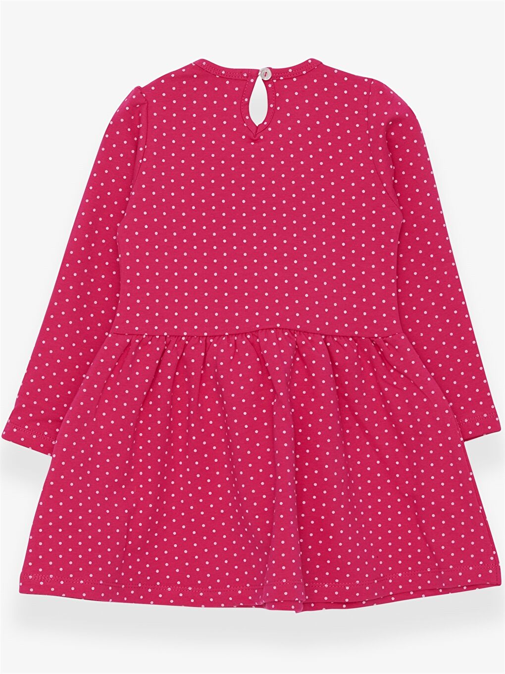 Pembe Bisiklet Yaka Uzun Kollu Kız Bebek Elbise-1