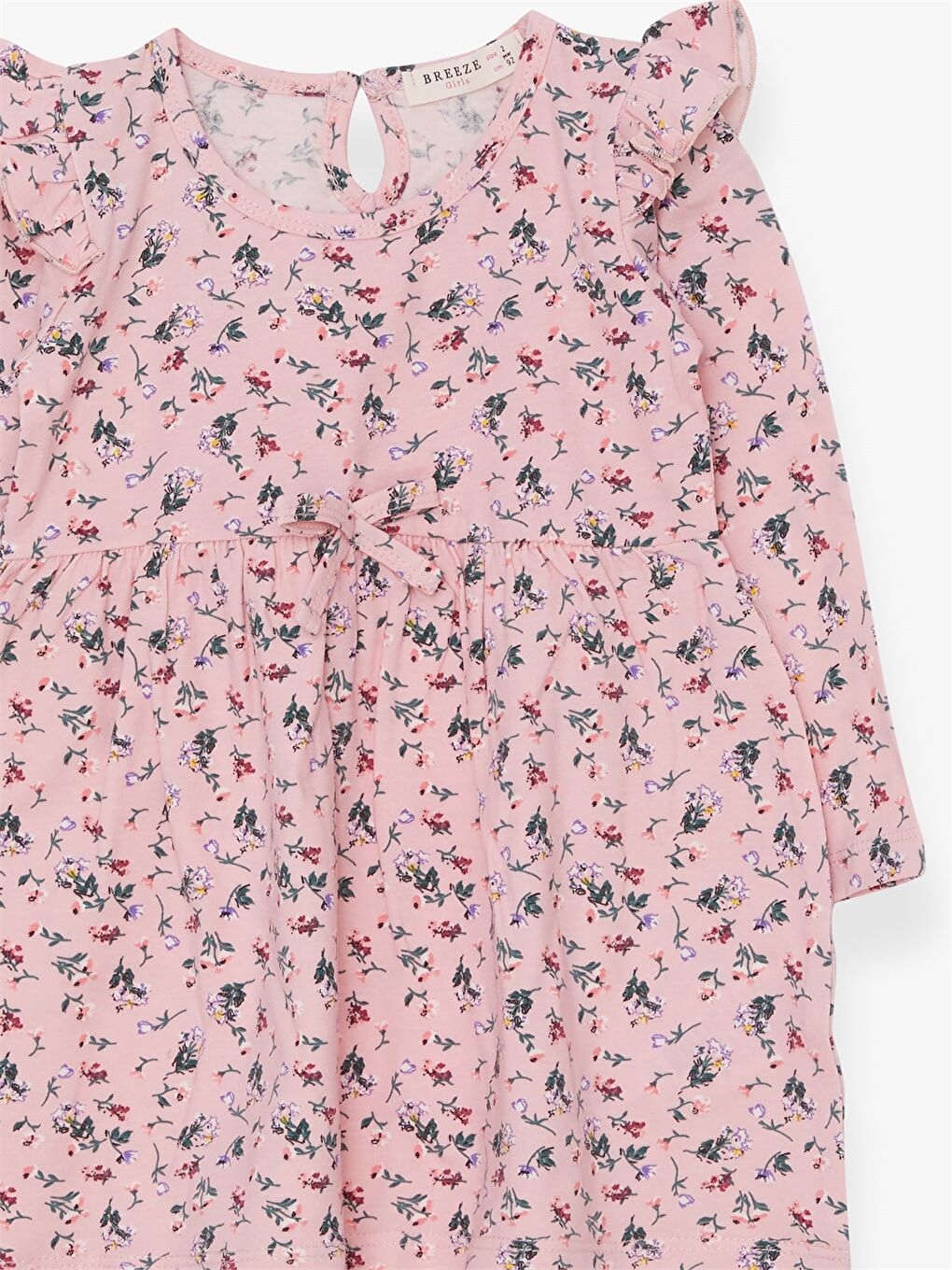 Pembe Bisiklet Yaka Uzun Kollu Kız Bebek Elbise-2