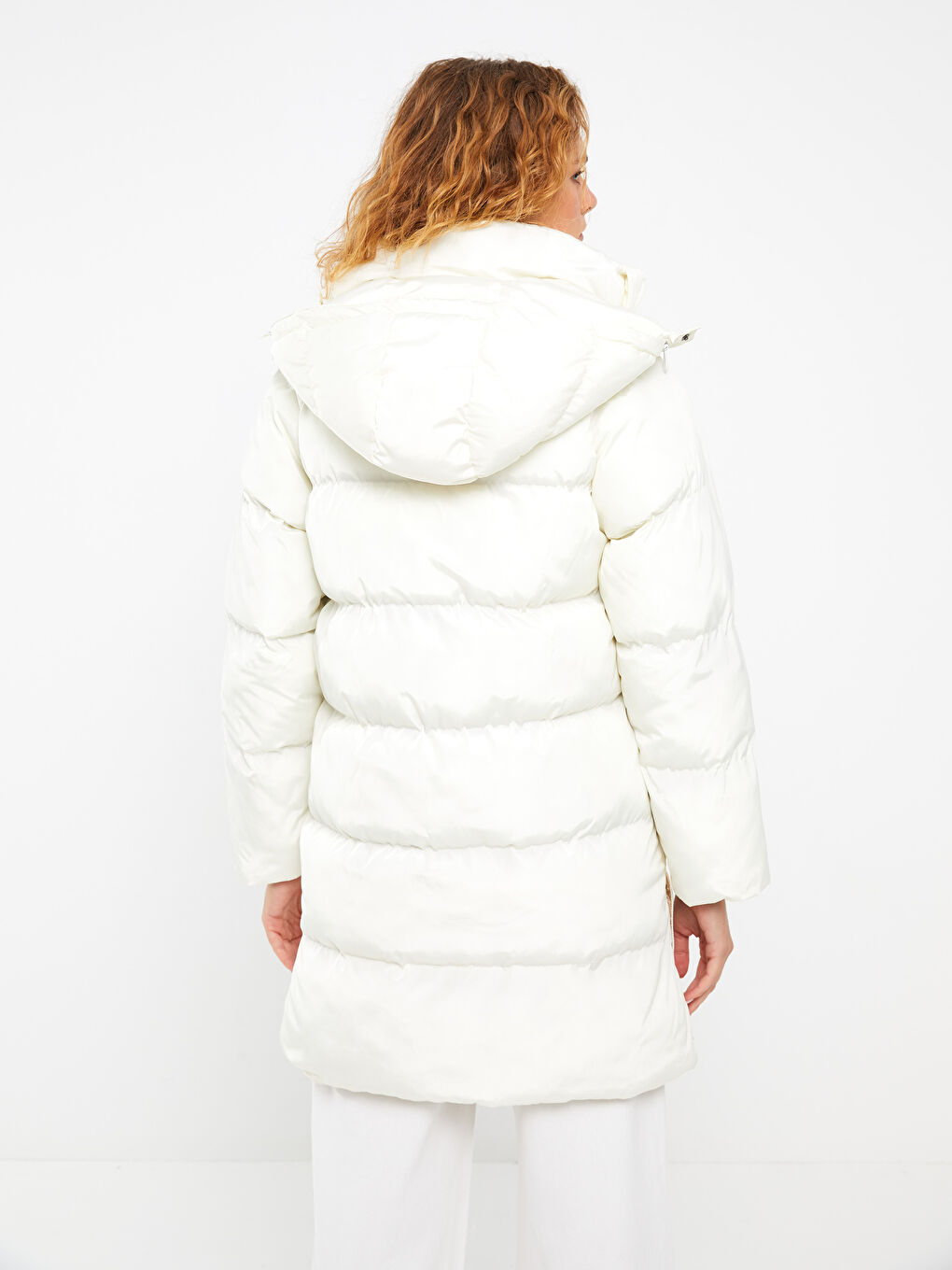 Women's Hooded Plain Puffer Coat-5