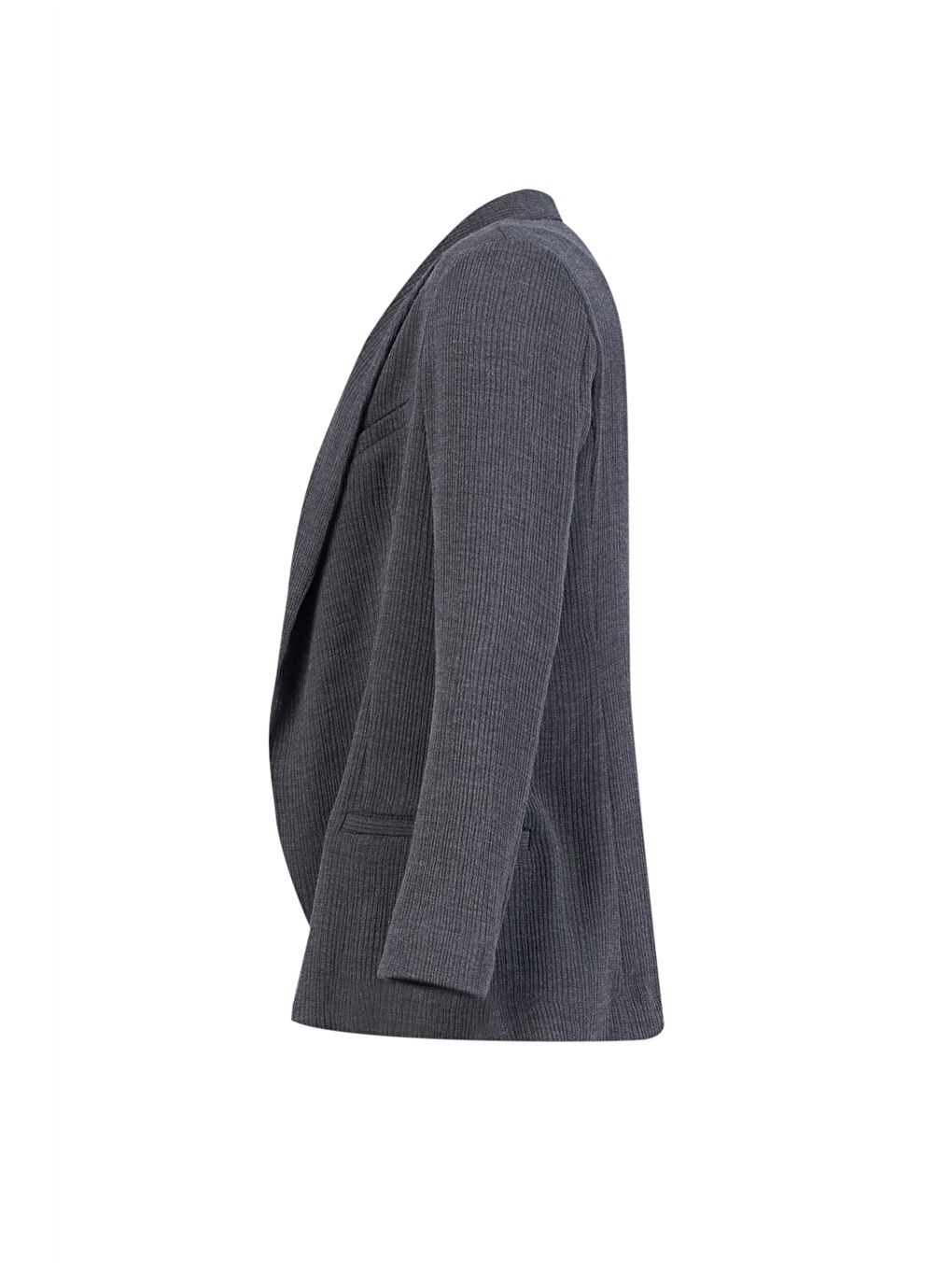 Antrasit Şal Yaka Düz Uzun Kollu Kadın Blazer Ceket-10