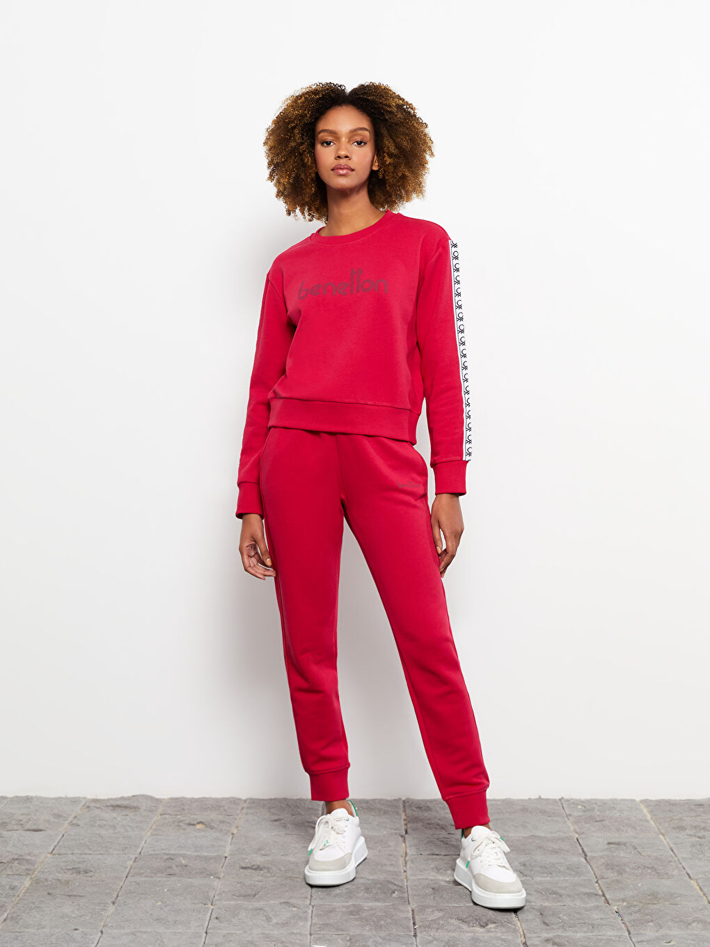 Fuşya Bisiklet Yaka Baskılı Uzun Kollu Kadın Sweatshirt-2