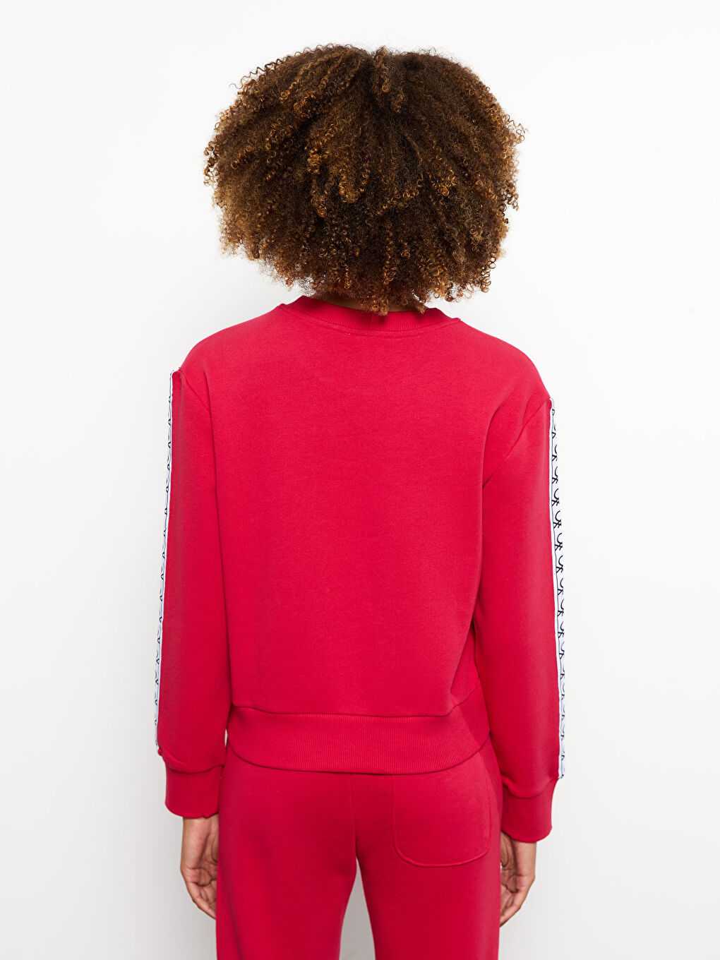 Fuşya Bisiklet Yaka Baskılı Uzun Kollu Kadın Sweatshirt-4