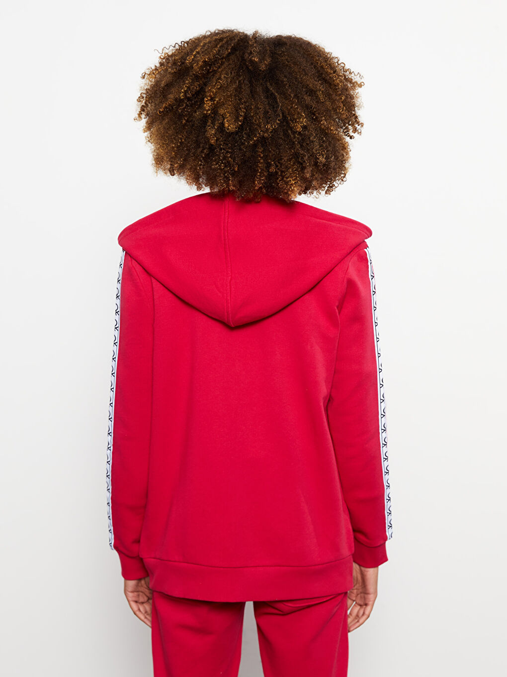 Pembe Kapüşonlu Desenli Uzun Kollu Kadın Sweatshirt-4