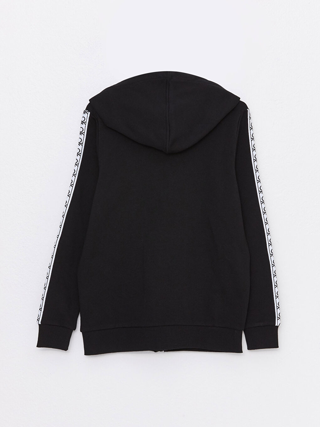 Siyah Kapüşonlu Desenli Uzun Kollu Kadın Sweatshirt-1