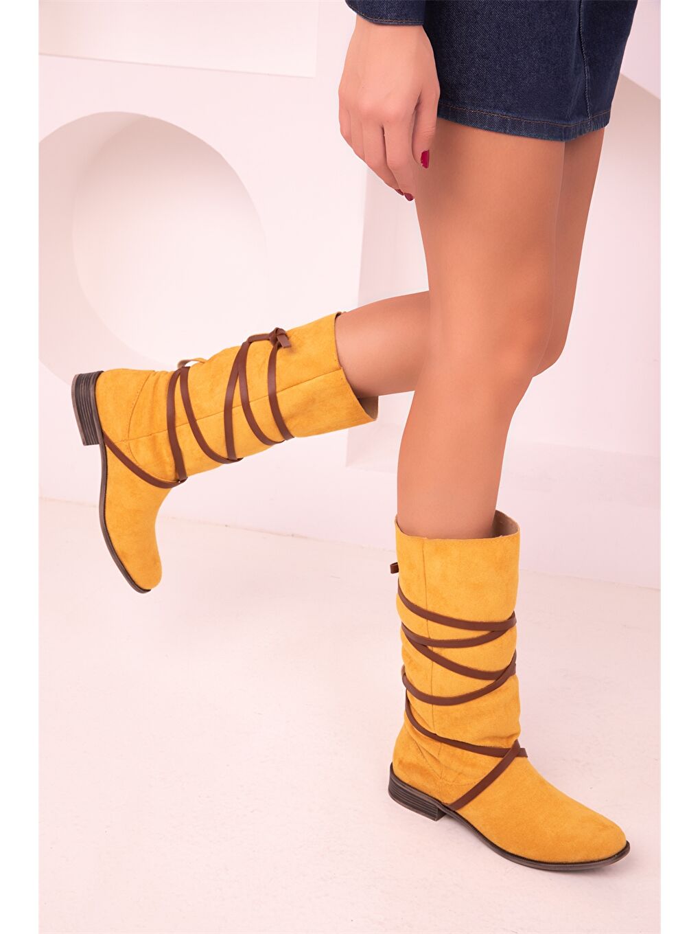 Soho Exclusive Sari Süet Görünümlü Kadın Çizme - 2
