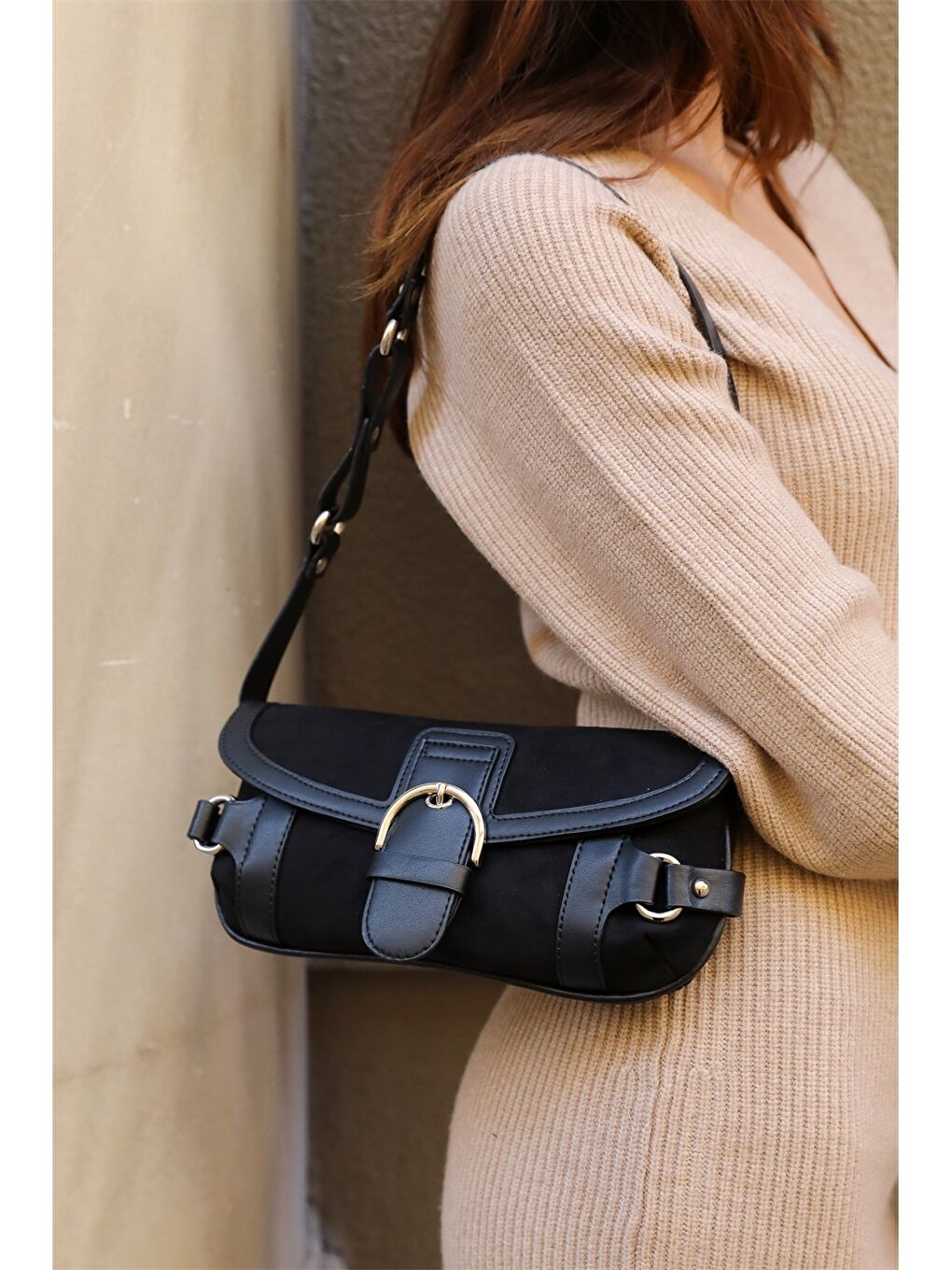 Siyah Toka Detaylı Kadın Omuz Çantası-3