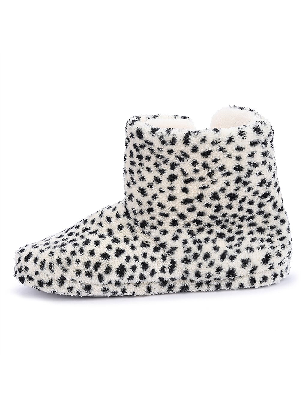 Siyah Ponpon Detaylı Desenli Kadın Ev Botu-4
