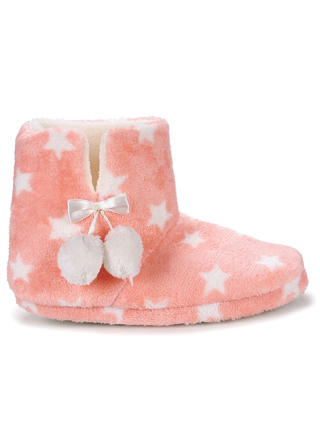 Turuncu Ponpon Detaylı Desenli Kadın Ev Botu-3