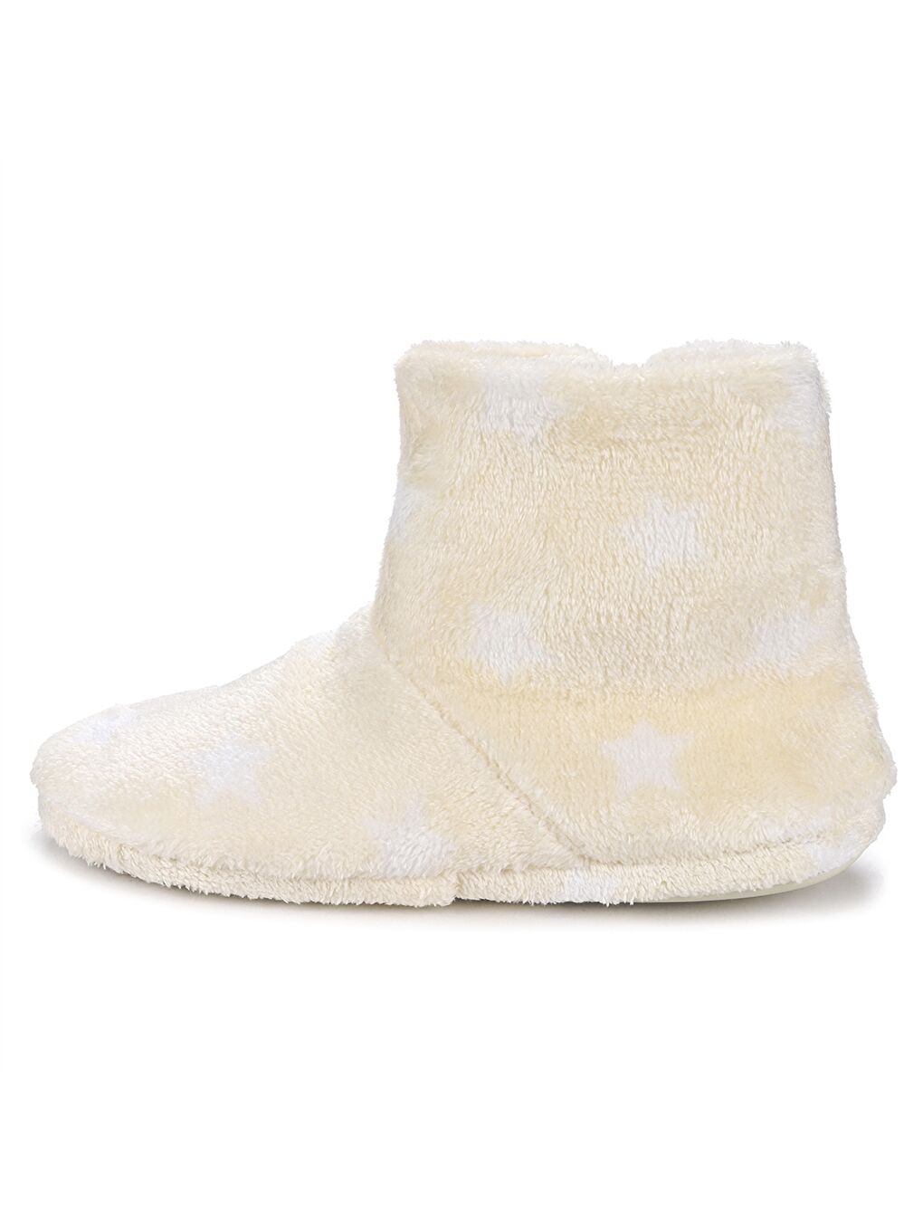 Ekru Ponpon Detaylı Desenli Kadın Ev Botu-4