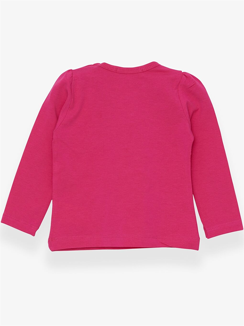 Fuşya Bisiklet Yaka Uzun Kollu Kız Bebek Tişört-1