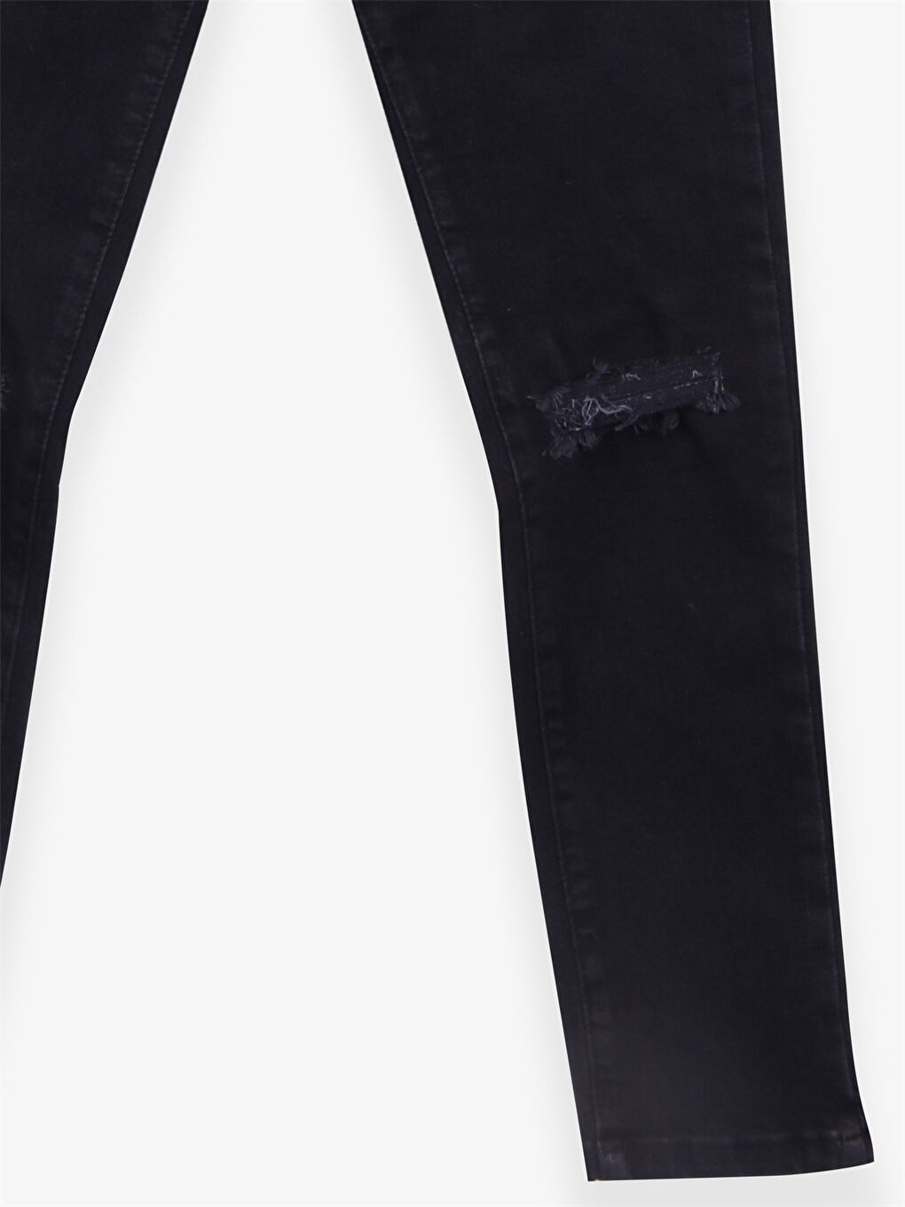 Siyah Yırtık Detaylı Kız Çocuk Jean Pantolon-3
