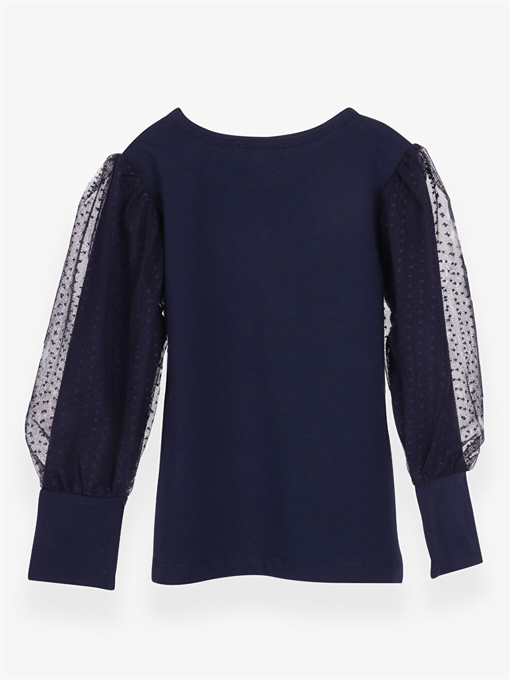 Lacivert Bisiklet Yaka Uzun Kollu Kız Çocuk Bluz-1