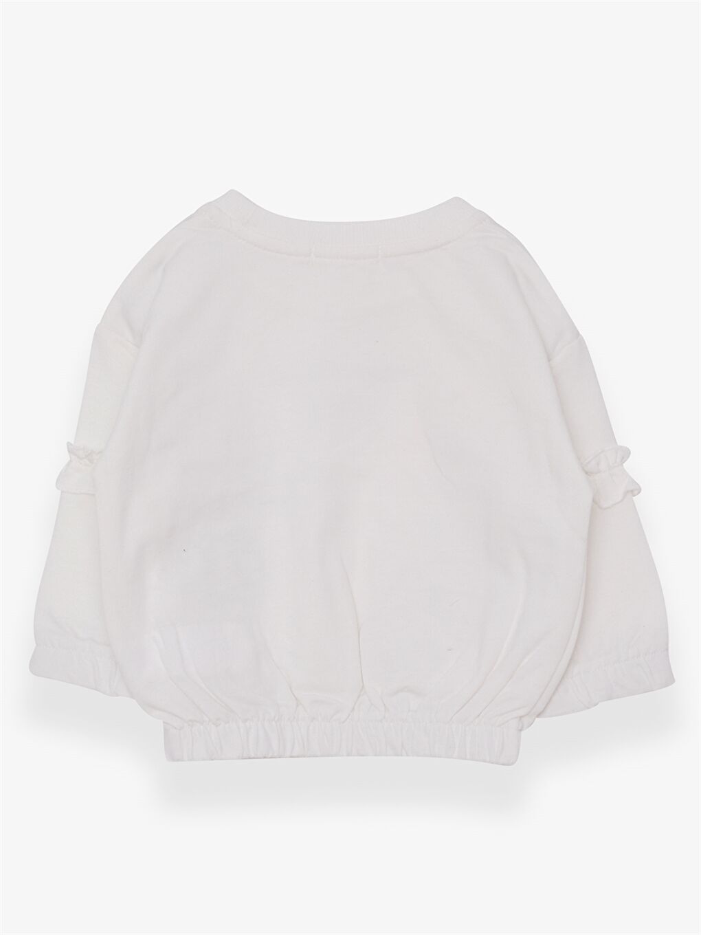 Ekru Bisiklet Yaka Uzun Kollu Kız Bebek Sweatshirt-1
