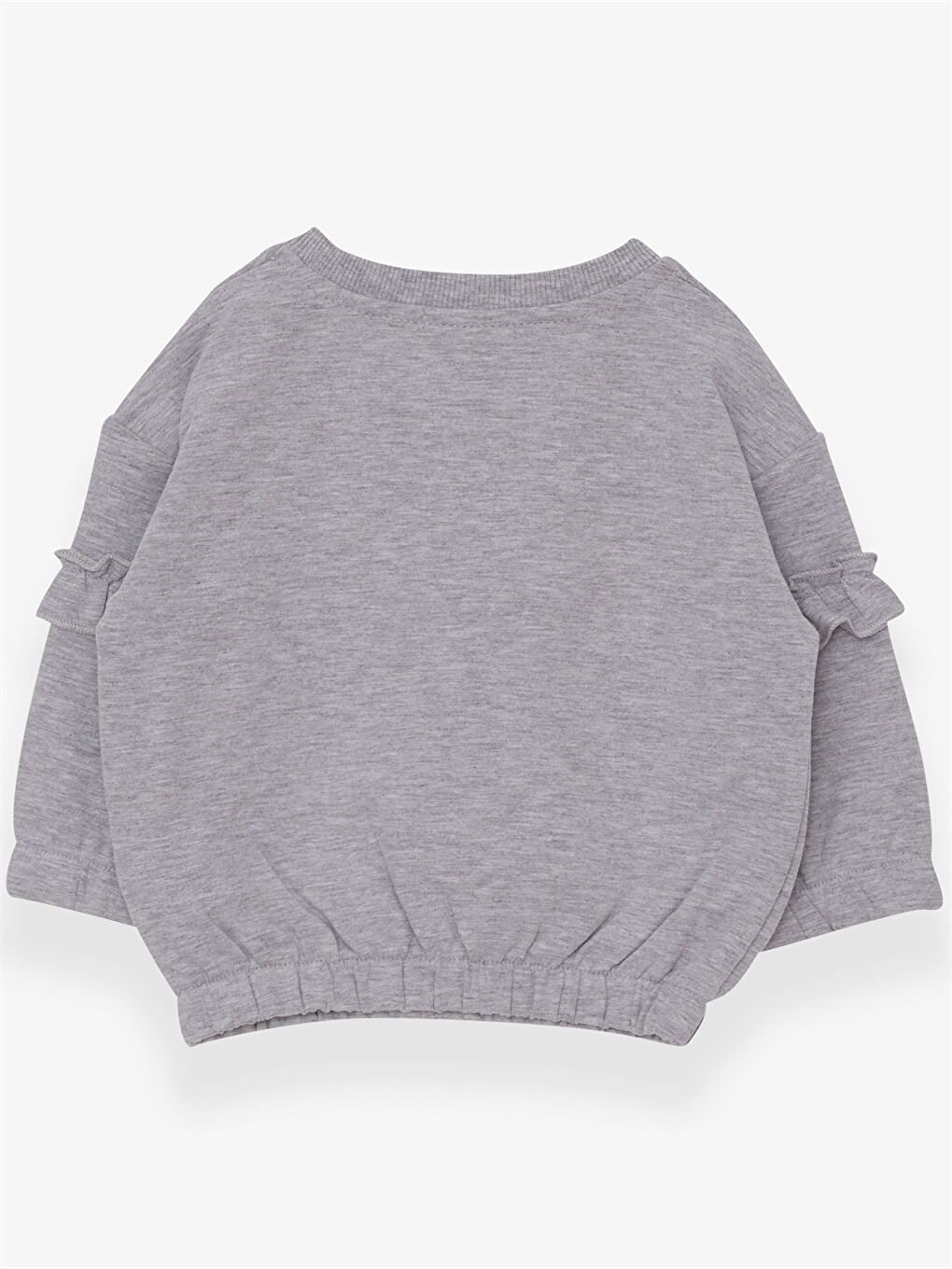 Gri Bisiklet Yaka Uzun Kollu Kız Bebek Sweatshirt-1