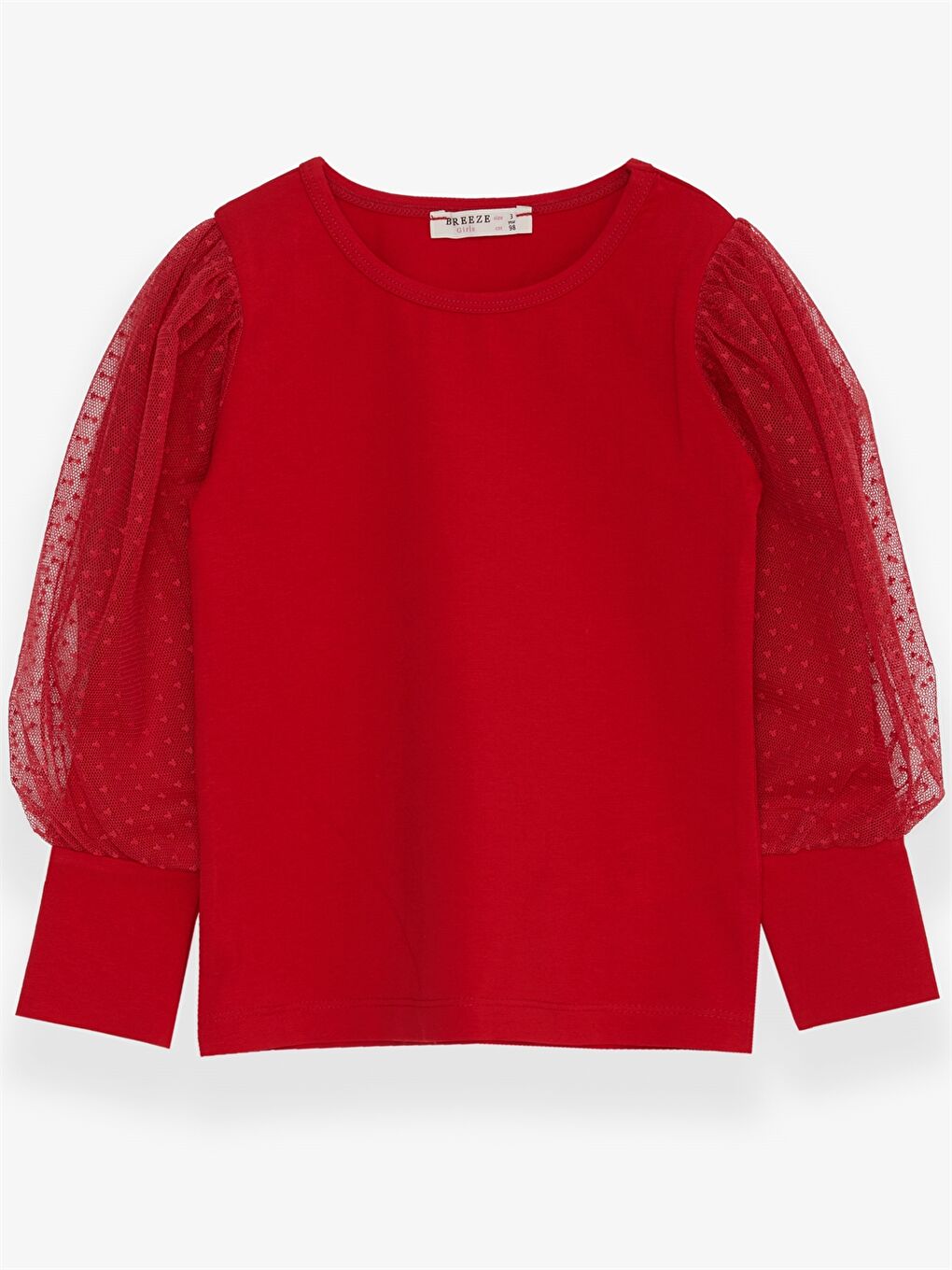 Kırmızı Bisiklet Yaka Uzun Kollu Kız Çocuk Bluz
