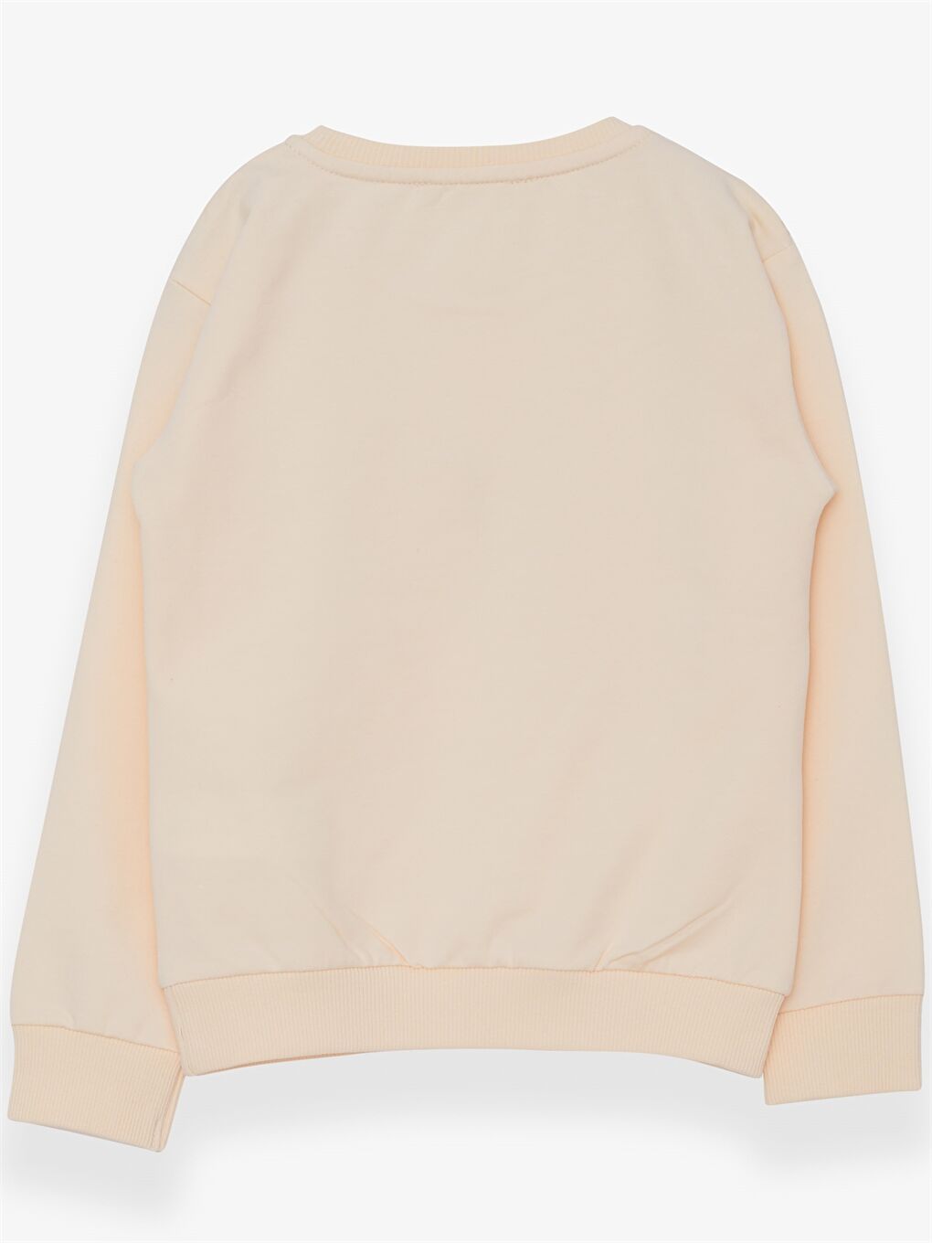 Ekru Bisiklet Yaka Fisto Detaylı Uzun Kollu Kız Çocuk Sweatshirt-1