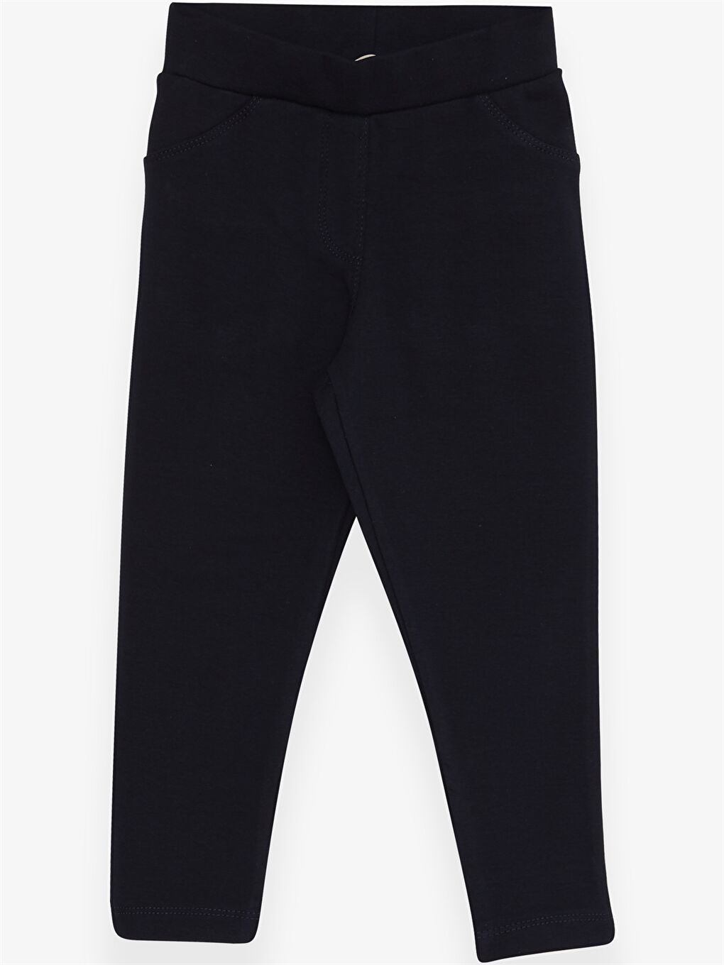 Lacivert Beli Lastikli Basic Pamuklu Kız Çocuk Tayt