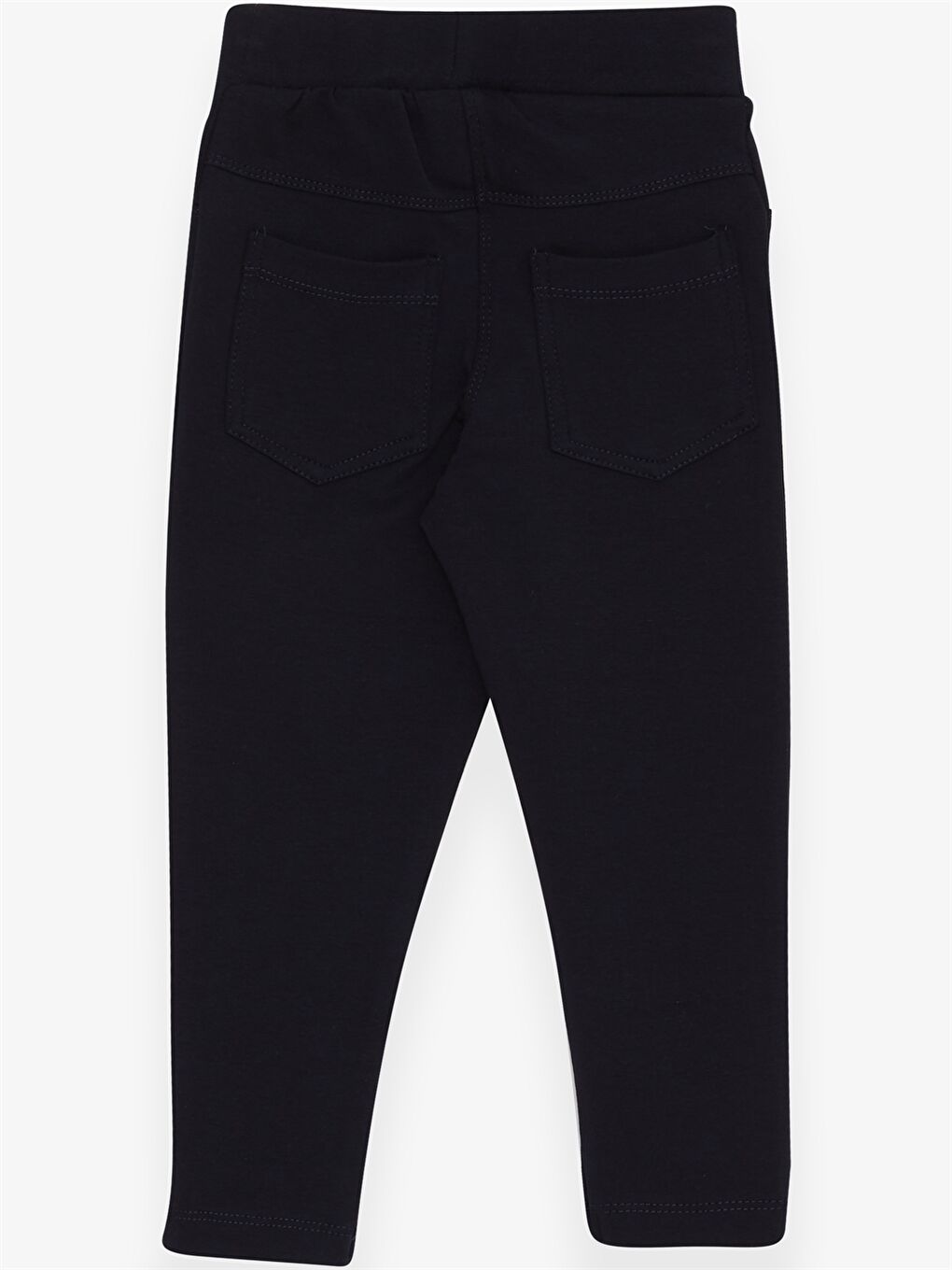 Lacivert Beli Lastikli Basic Pamuklu Kız Çocuk Tayt-1