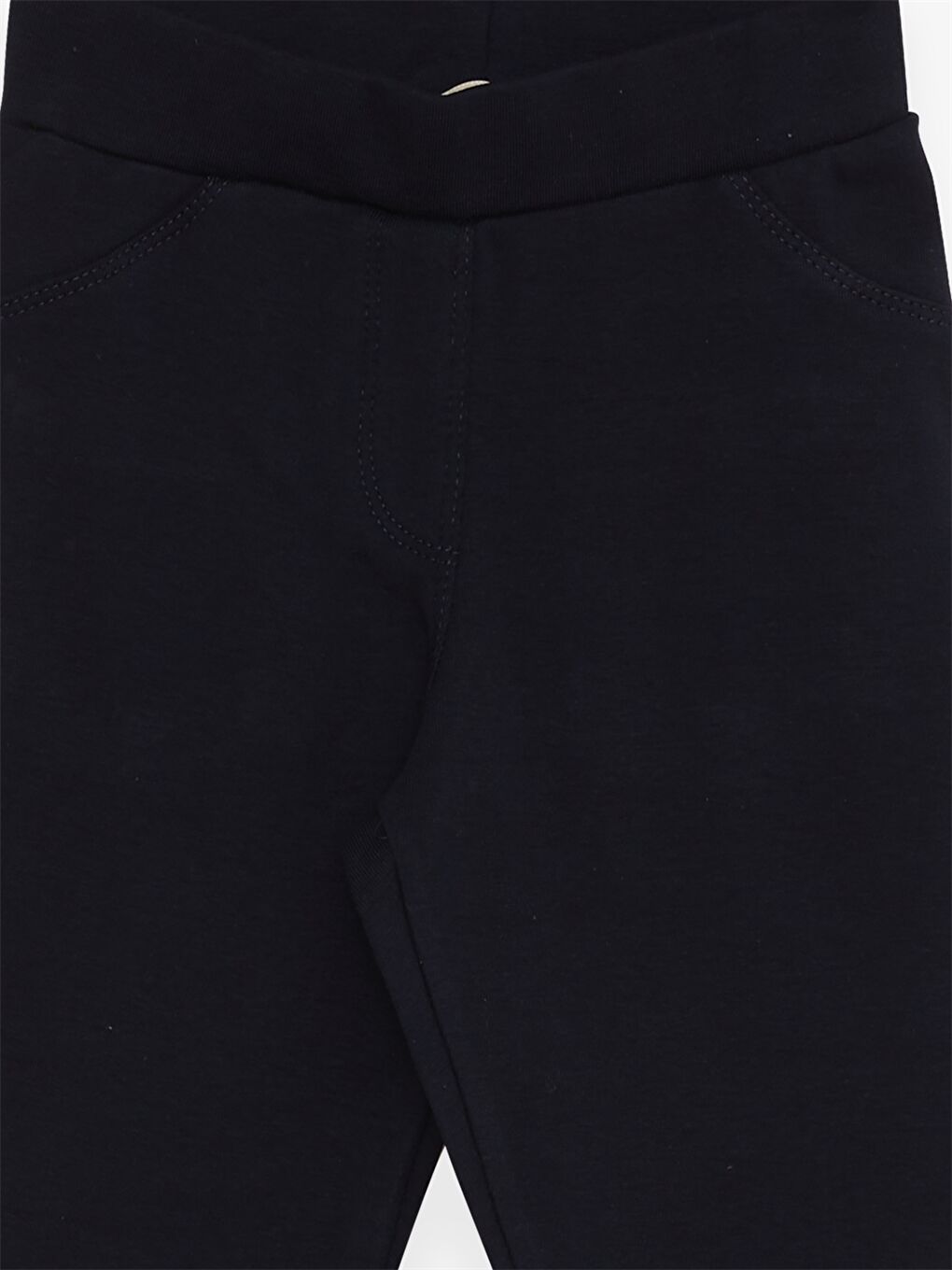 Lacivert Beli Lastikli Basic Pamuklu Kız Çocuk Tayt-2