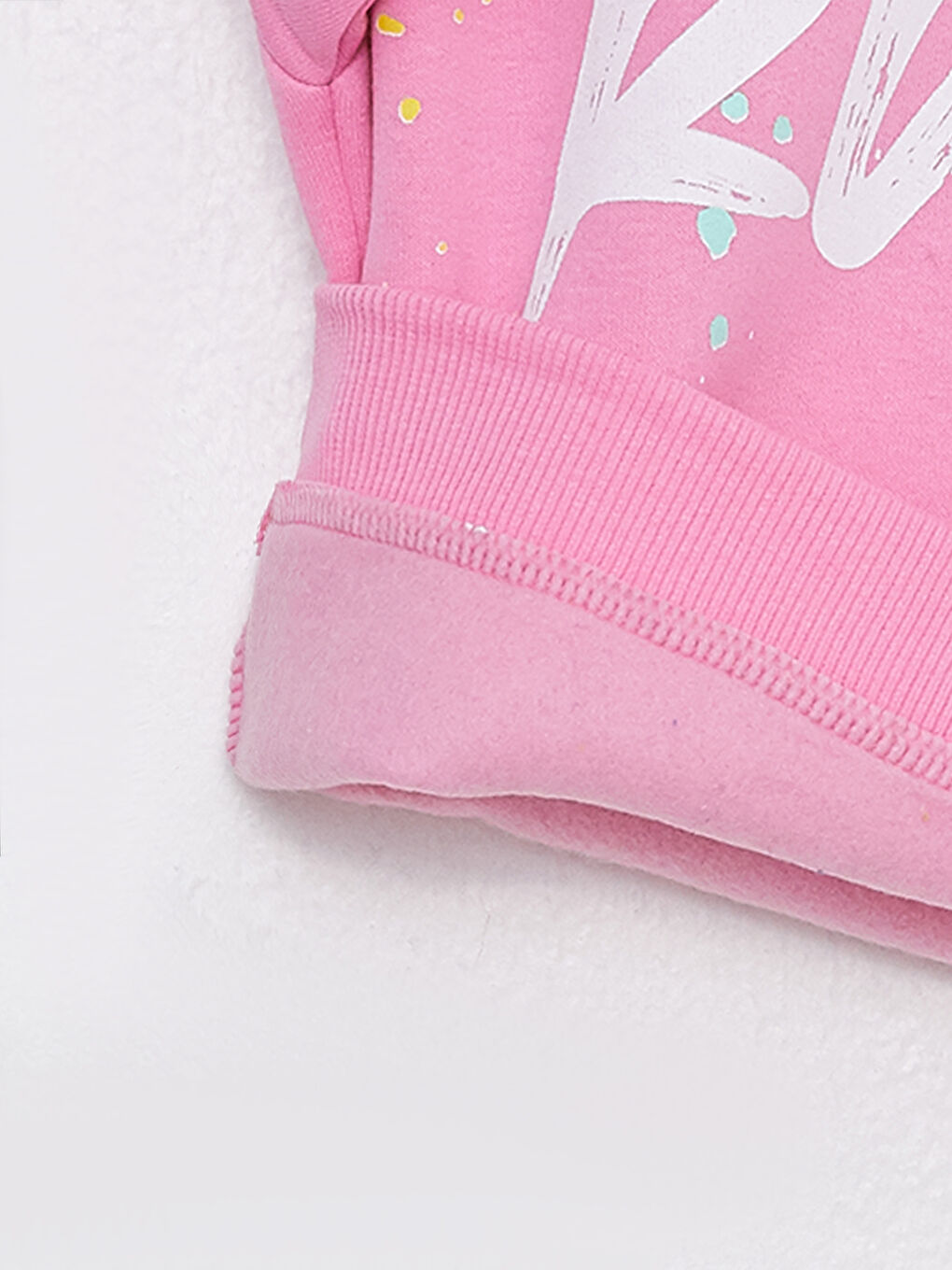 Pembe Bisiklet Yaka Baskılı Uzun Kollu Kız Çocuk Sweatshirt ve Eşofman Altı-3