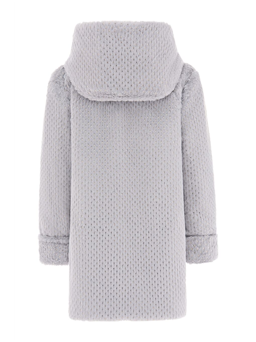Gri Kapüşonlu Pelüş Kız Çocuk Mont ve Taç-1