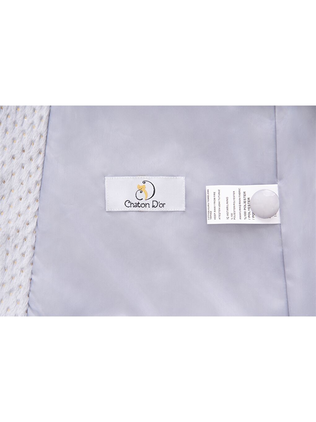 Gri Kapüşonlu Pelüş Kız Çocuk Mont ve Taç-5