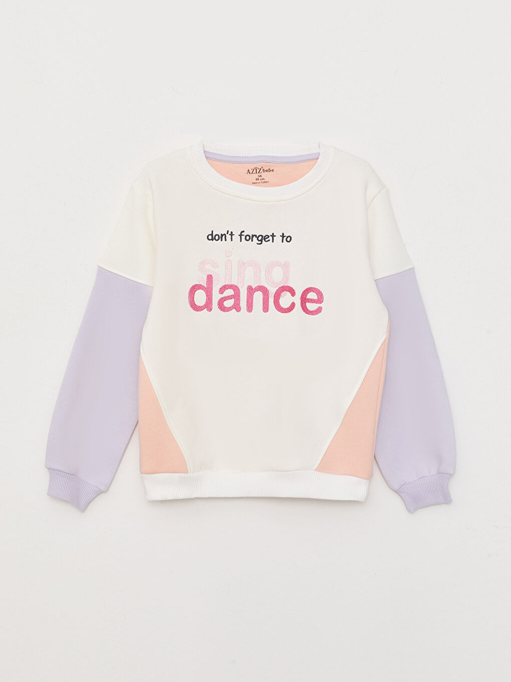 Lila Bisiklet Yaka Uzun Kollu Kız Bebek 2'li Takım-1