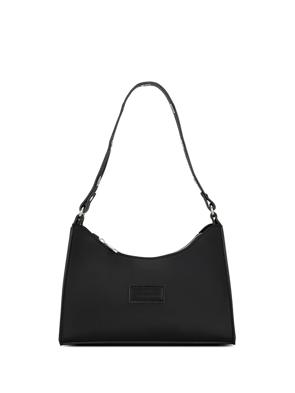 Siyah Etiket Baskılı Kadın Omuz Çantası