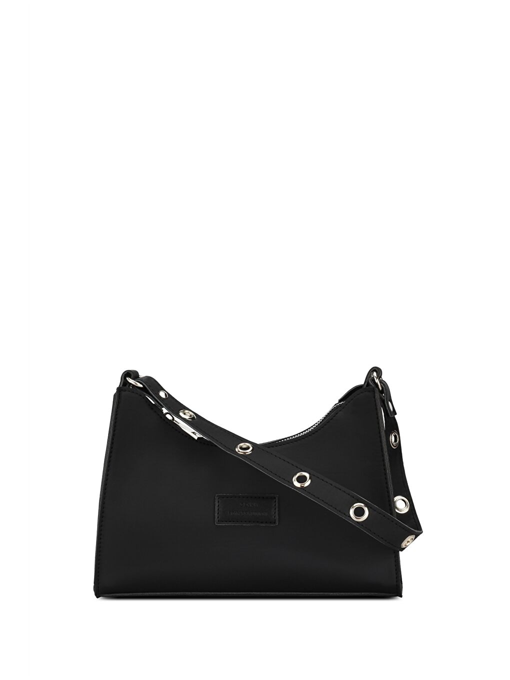 Siyah Etiket Baskılı Kadın Omuz Çantası-3