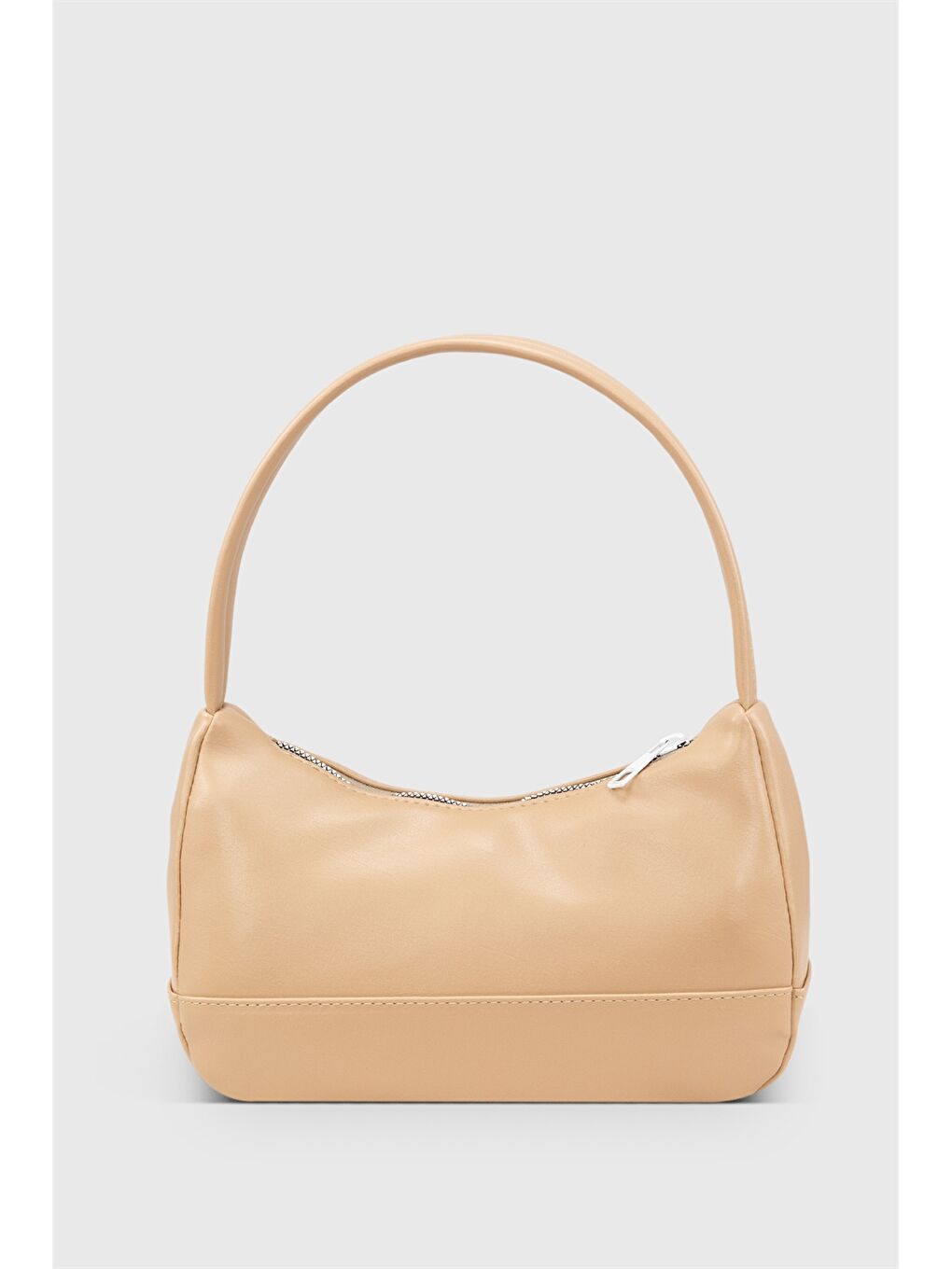 Ekru Etiket Baskılı Kadın Omuz Çantası-1