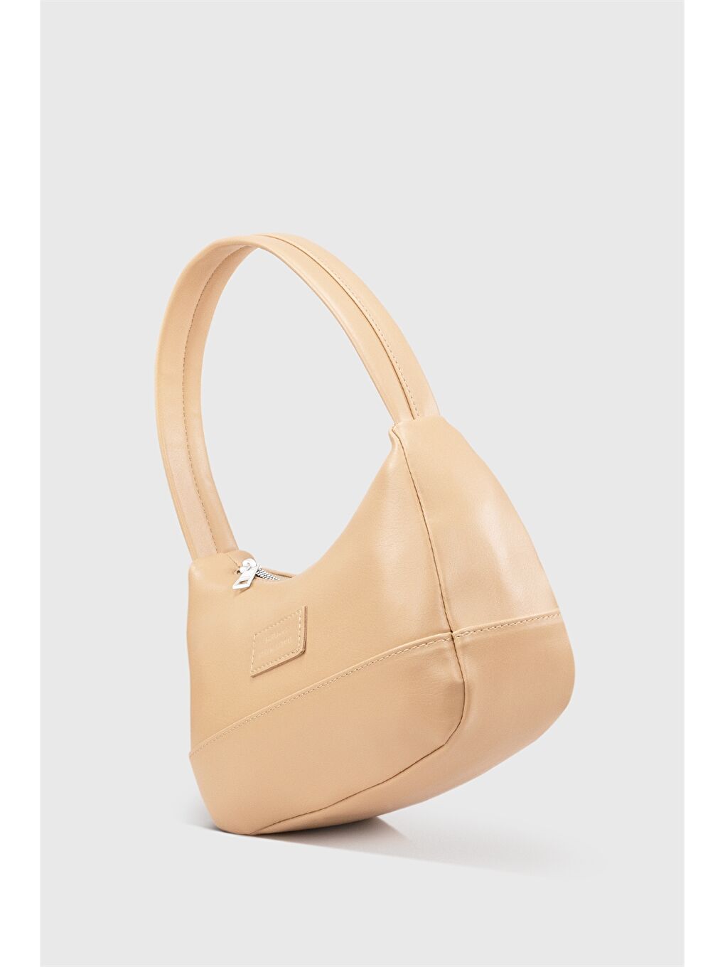 Ekru Etiket Baskılı Kadın Omuz Çantası-2