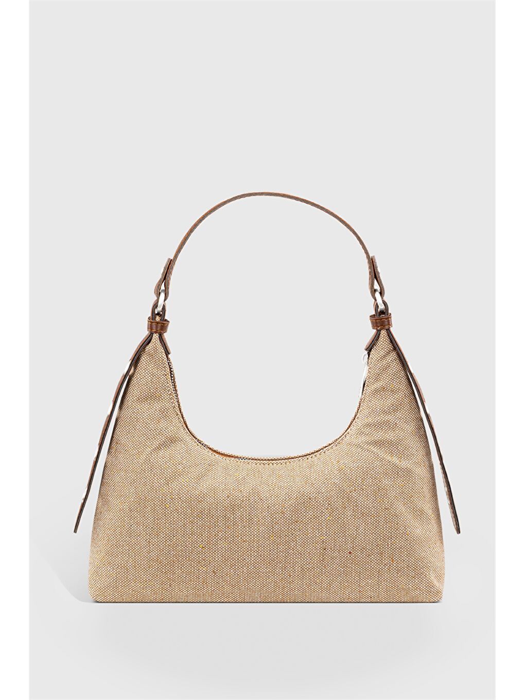 Ekru Etiket Baskılı Kadın Kol Çantası-1