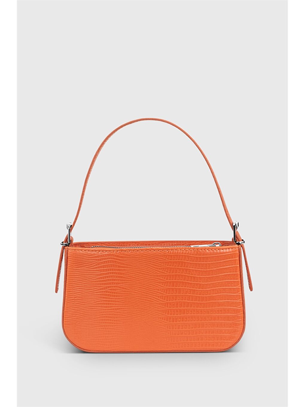 Turuncu Deri Görünümlü Kroko Desenli Kadın Omuz Çantası