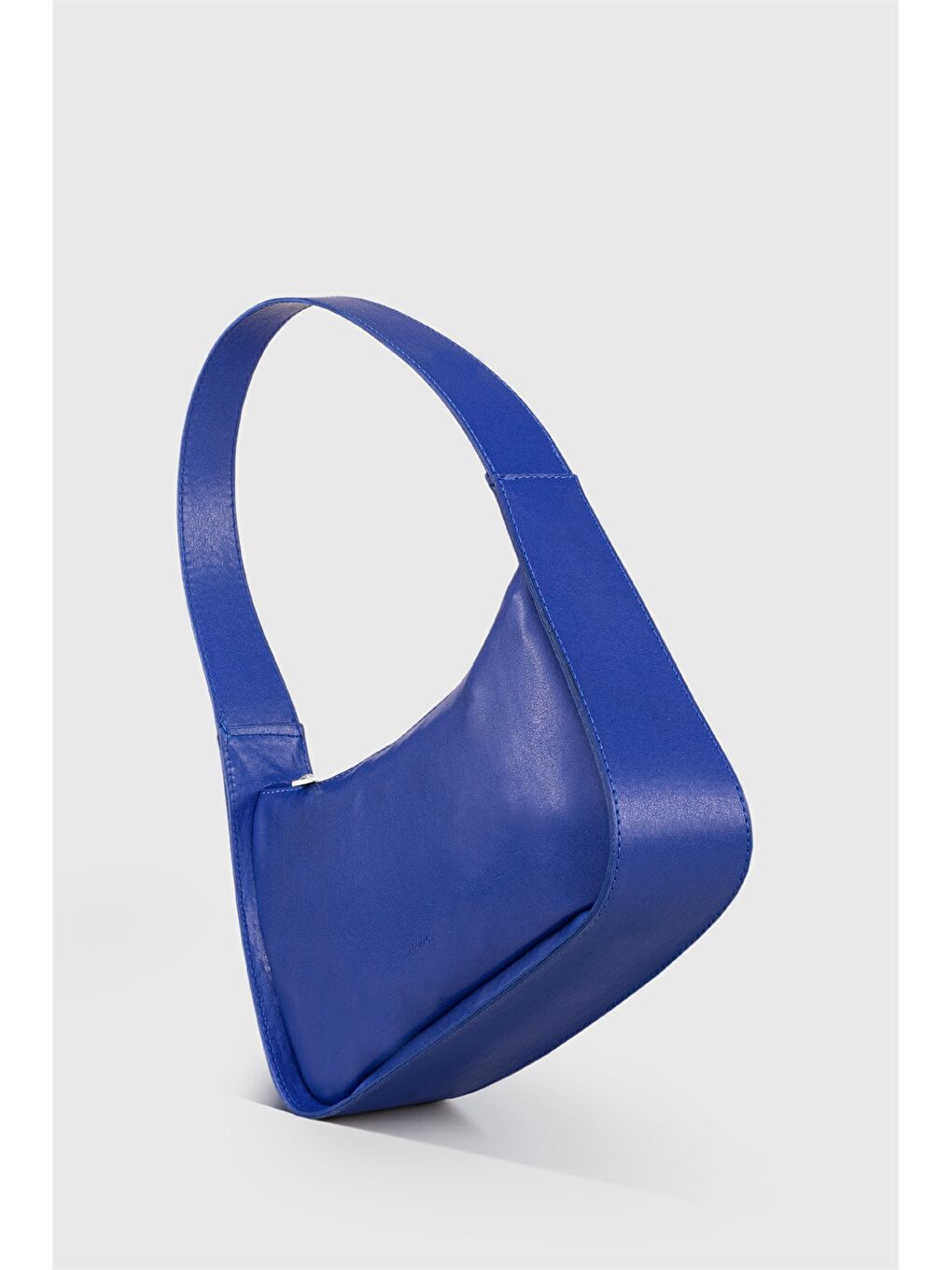 Mavi Deri Görünümlü Kadın Baget Çanta-1