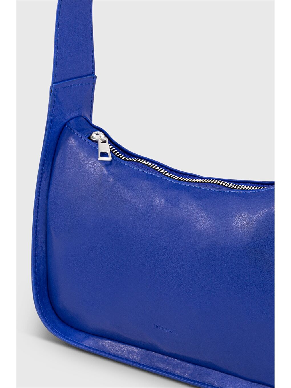 Mavi Deri Görünümlü Kadın Baget Çanta-2