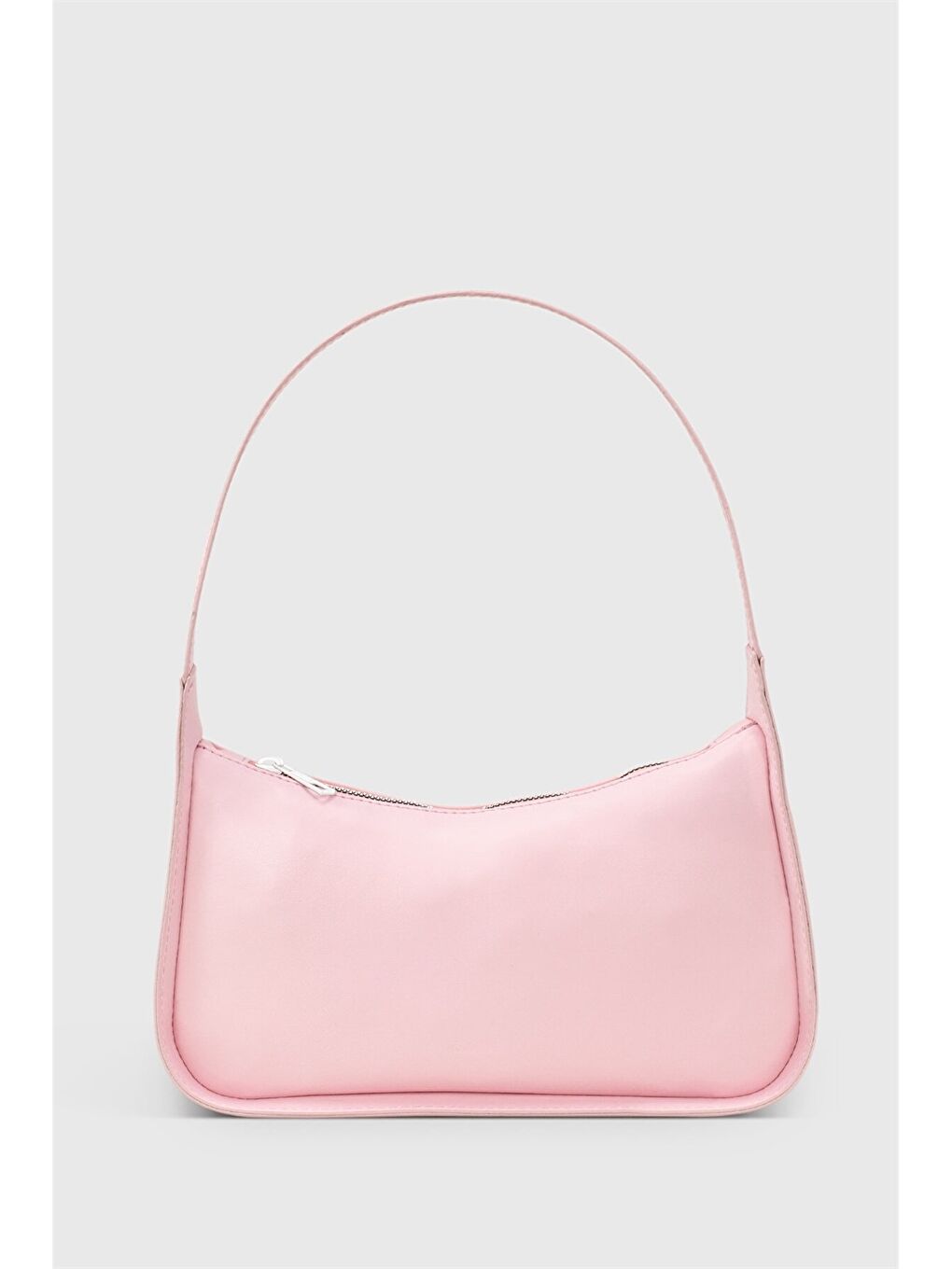 Pembe Deri Görünümlü Kadın Baget Çanta