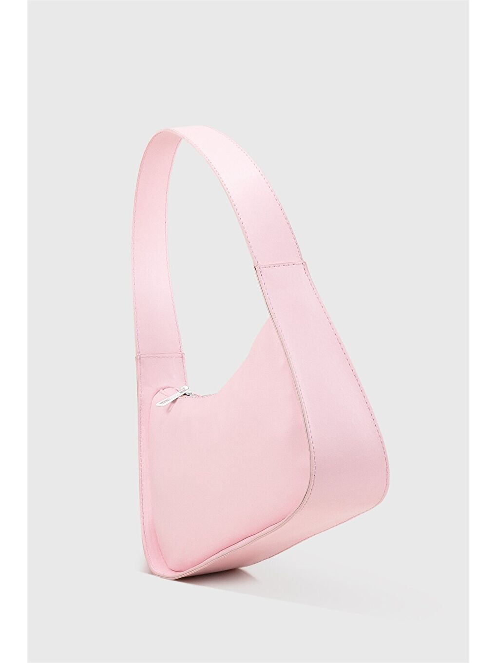 Pembe Deri Görünümlü Kadın Baget Çanta-1