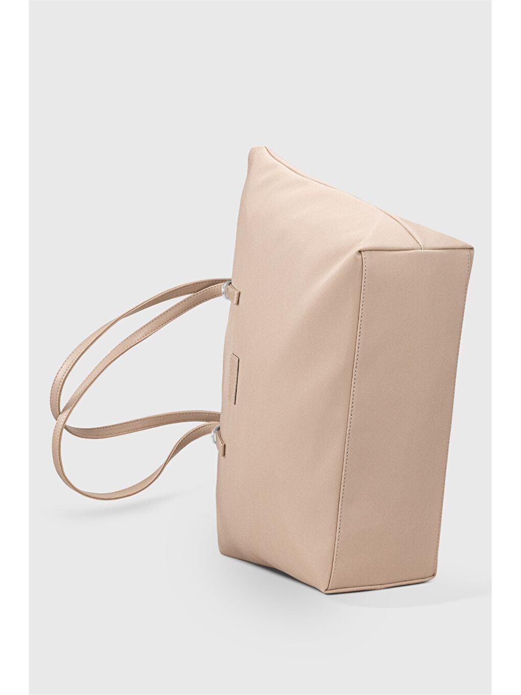 Ekru Etiket Baskılı Kadın Tote Çanta-2