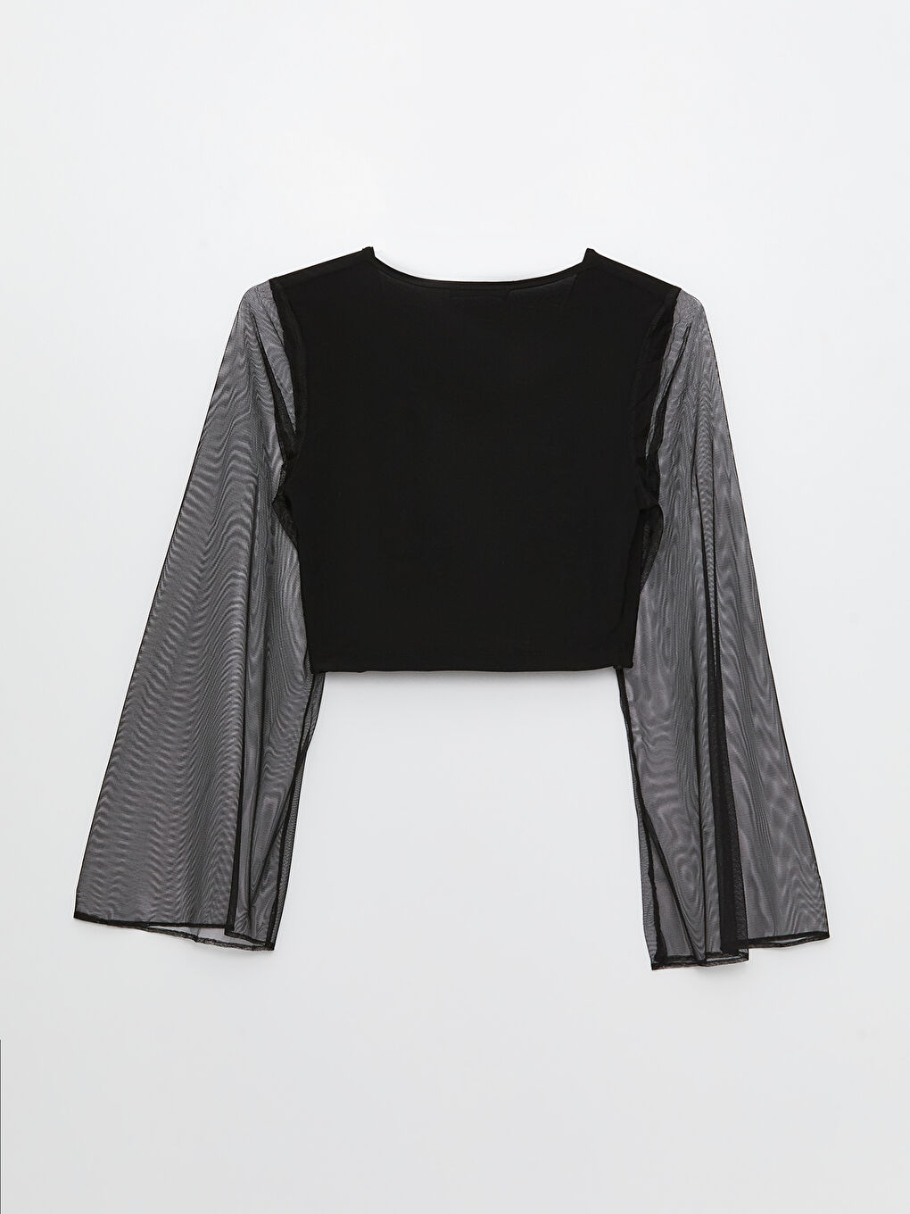 Siyah V Yaka Düz Uzun Kollu Kadın Bolero-6