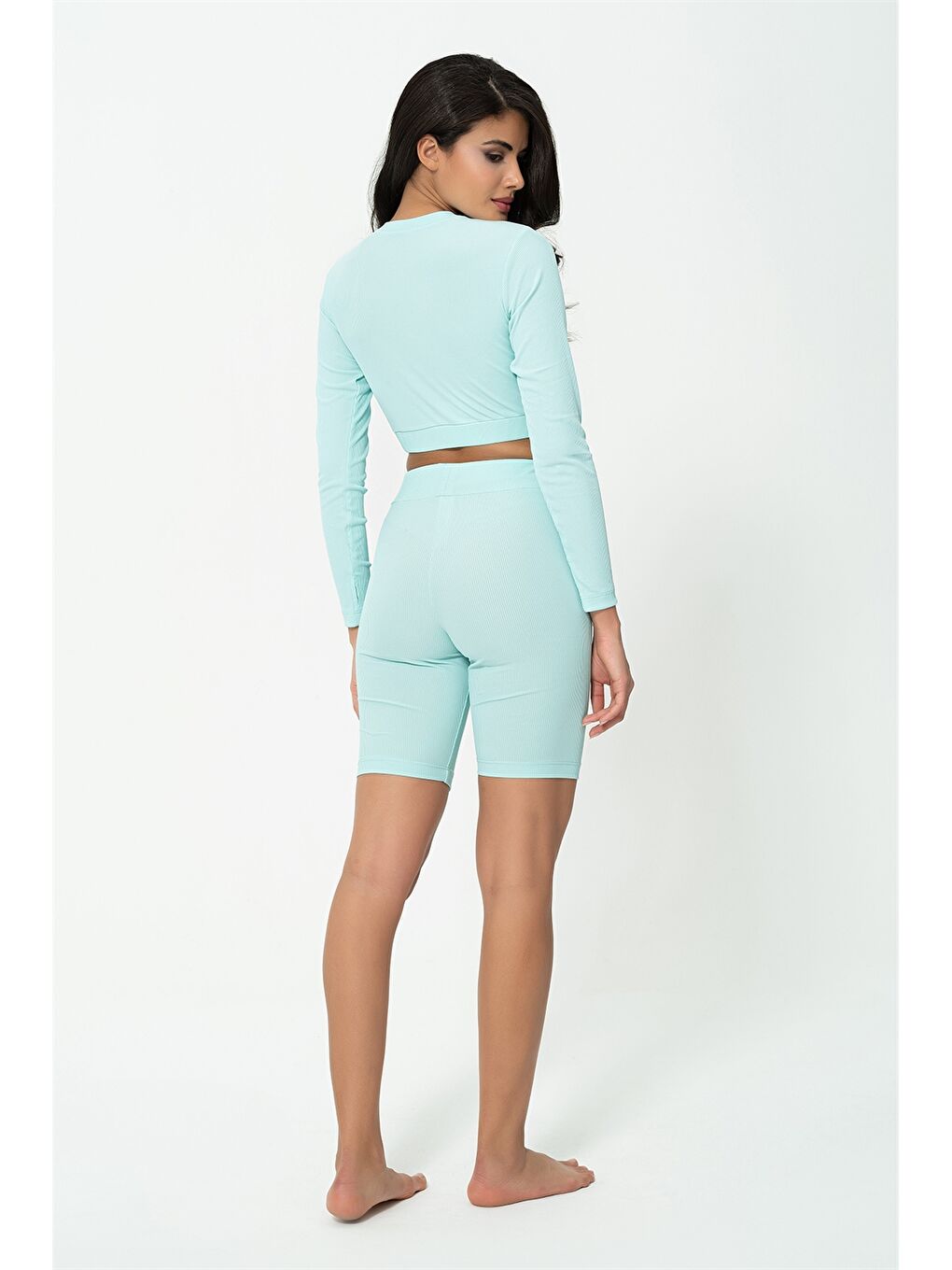 Yeşil Baskılı Kadın Büstiyer, Tişört ve Tayt Takım-2