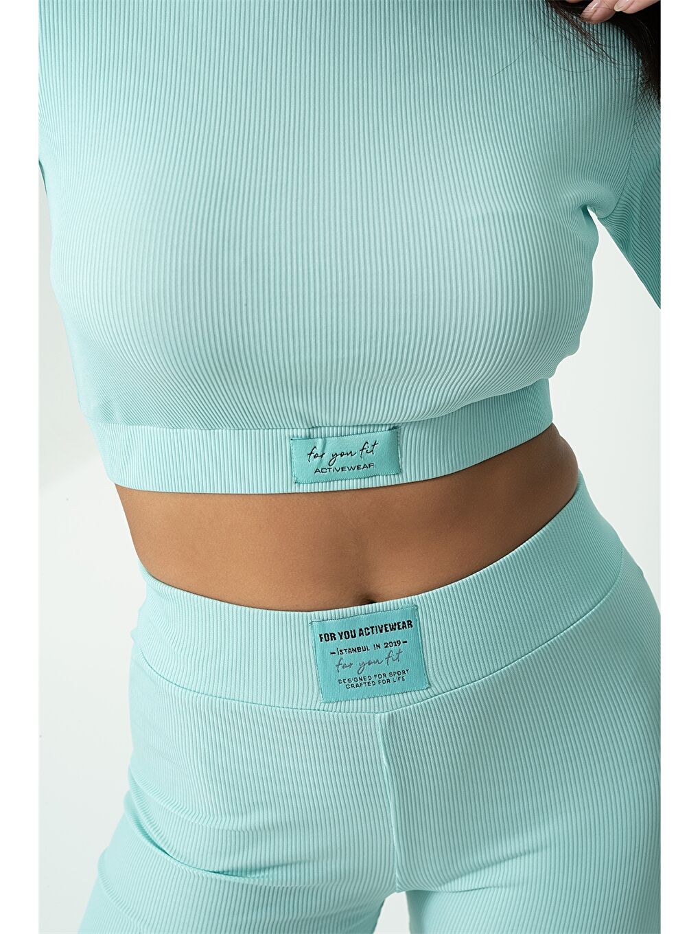 Yeşil Baskılı Kadın Büstiyer, Tişört ve Tayt Takım-3
