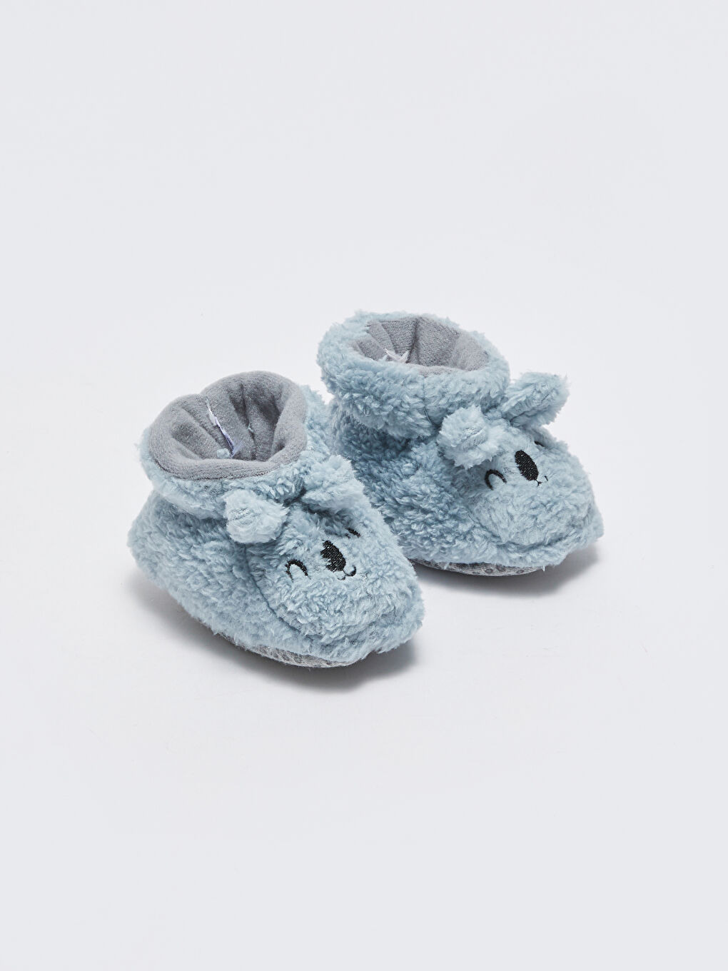 Mavi 3D Aplike Detaylı Nakışlı Erkek Bebek Ev Botu-1