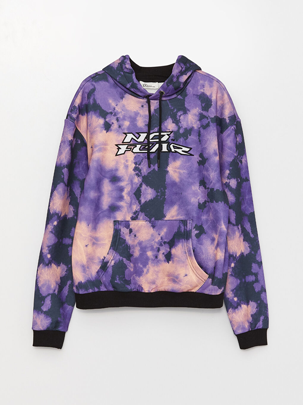 Mor Kapüşonlu Nakışlı Uzun Kollu Kadın Sweatshirt-6