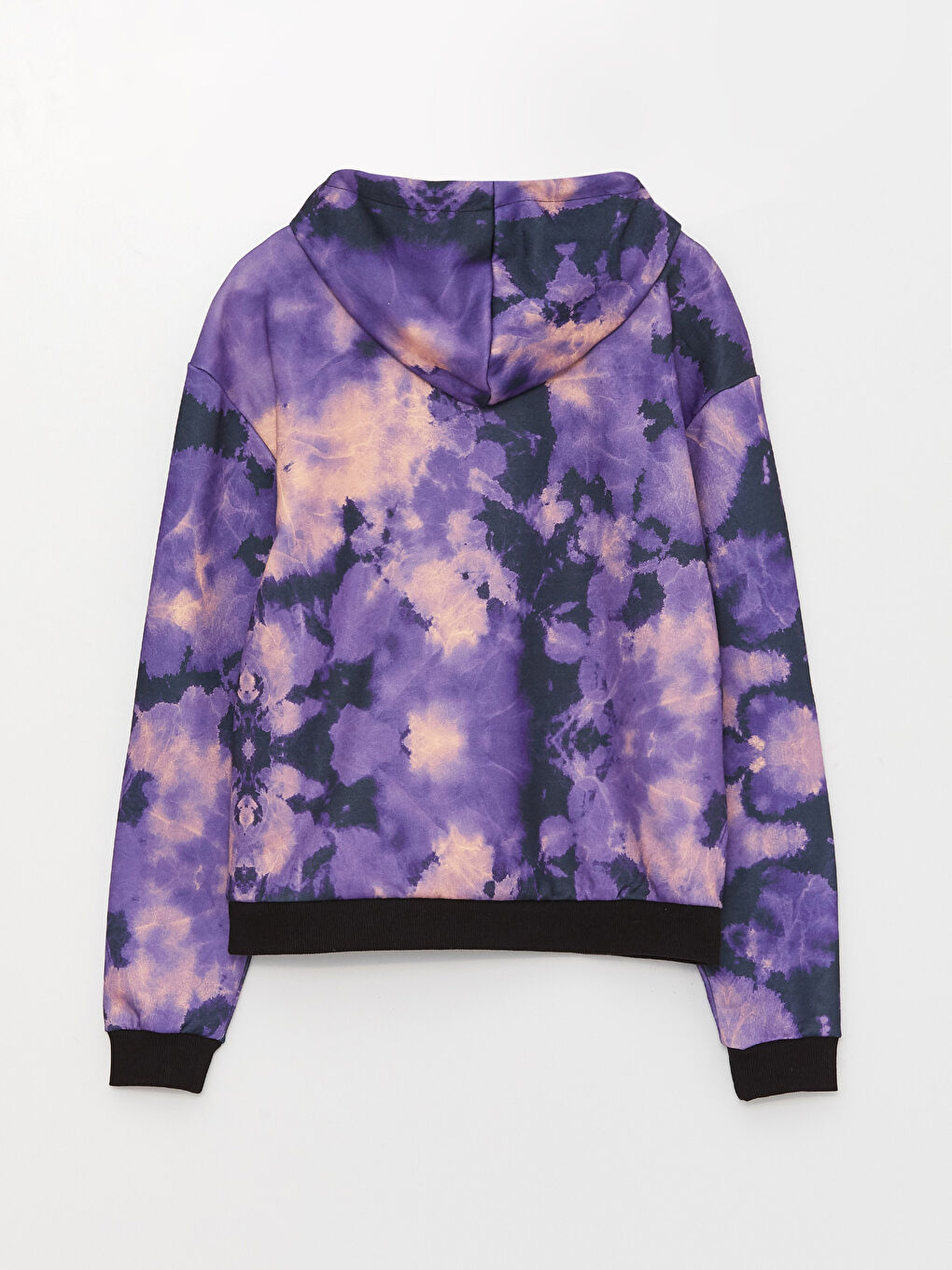 Mor Kapüşonlu Nakışlı Uzun Kollu Kadın Sweatshirt-7