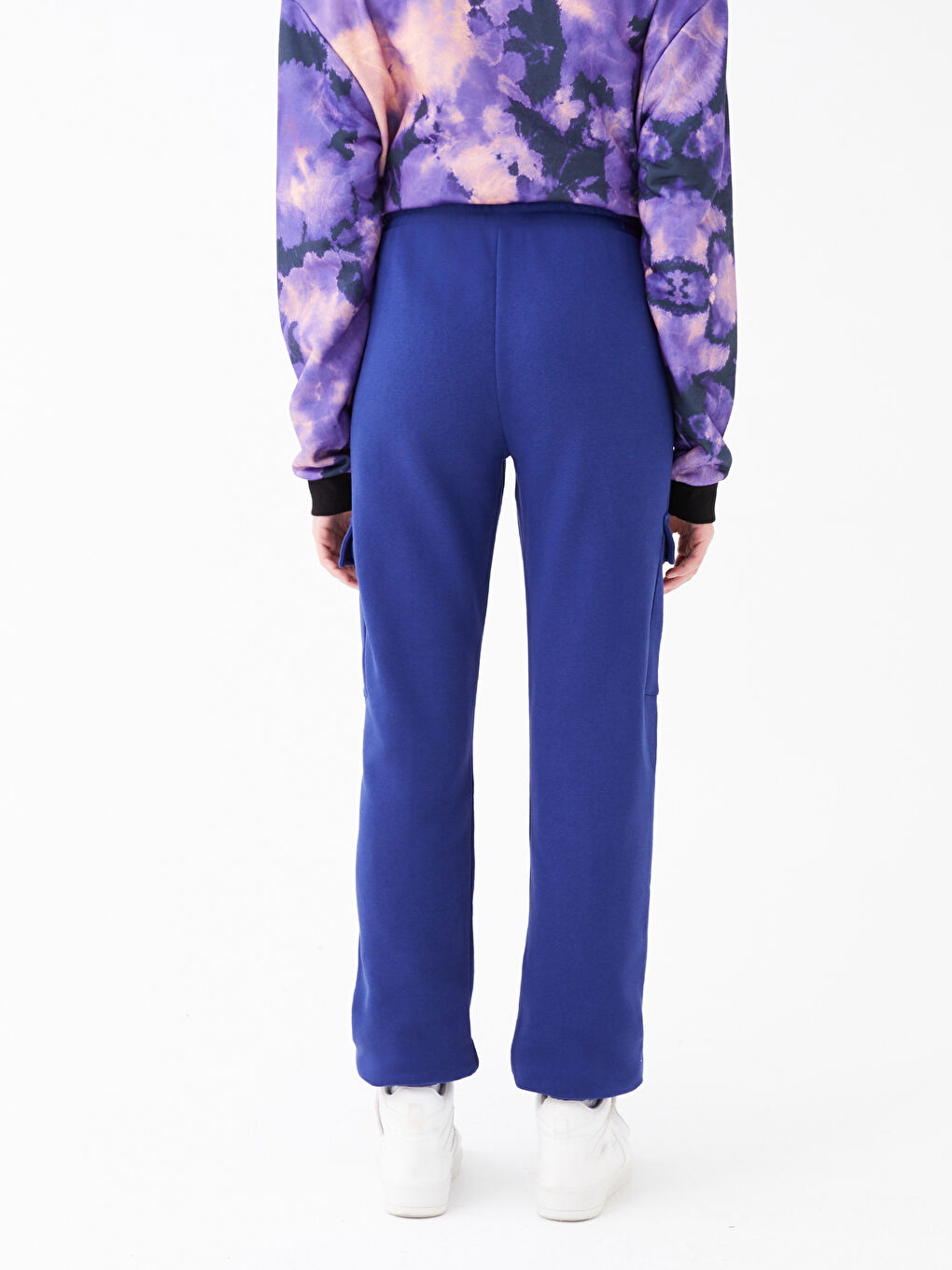 Lacivert Beli Lastikli Baskılı Kadın Jogger Eşofman Altı-5