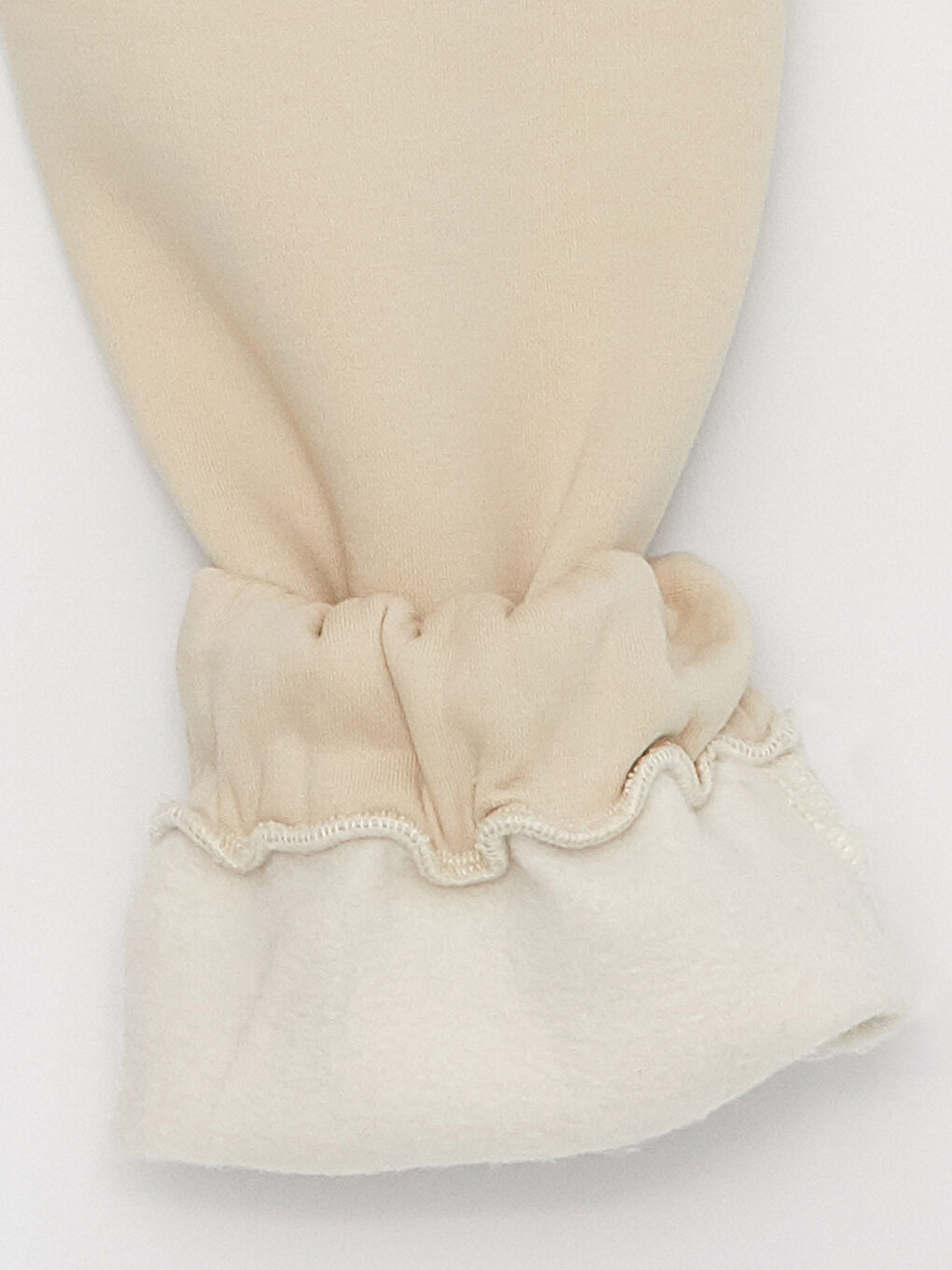 Bej Beli Lastikli Baskılı Kadın Jogger Eşofman Altı-8