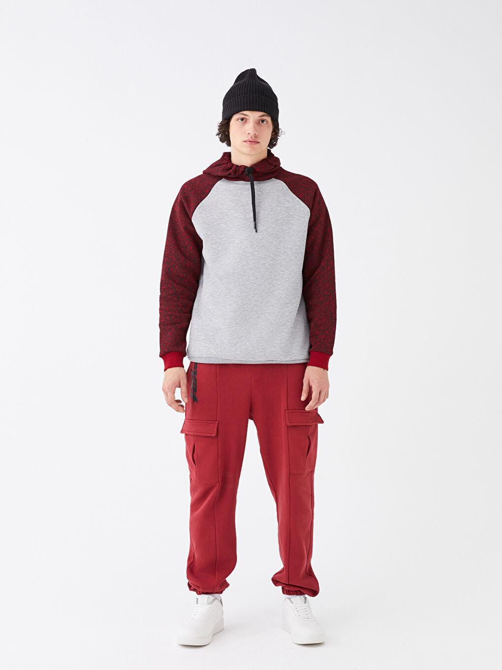 NO FEAR Bordo Oversize Uzun Kollu Erkek Hoodie - 3